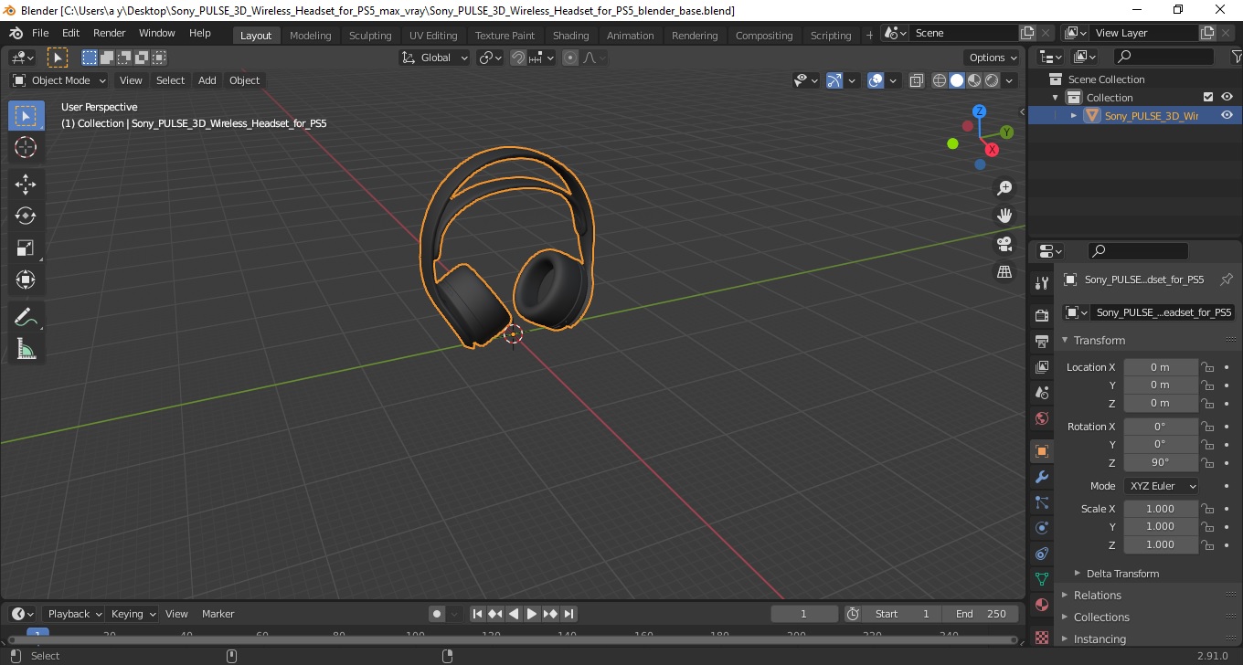 3D Sony PULSE 3D Wireless Headset for PS5 model