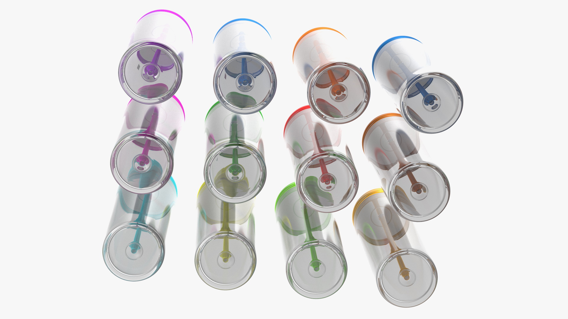 Colored Acrylic Tumblers with Lids and Straws SKINNY 3D