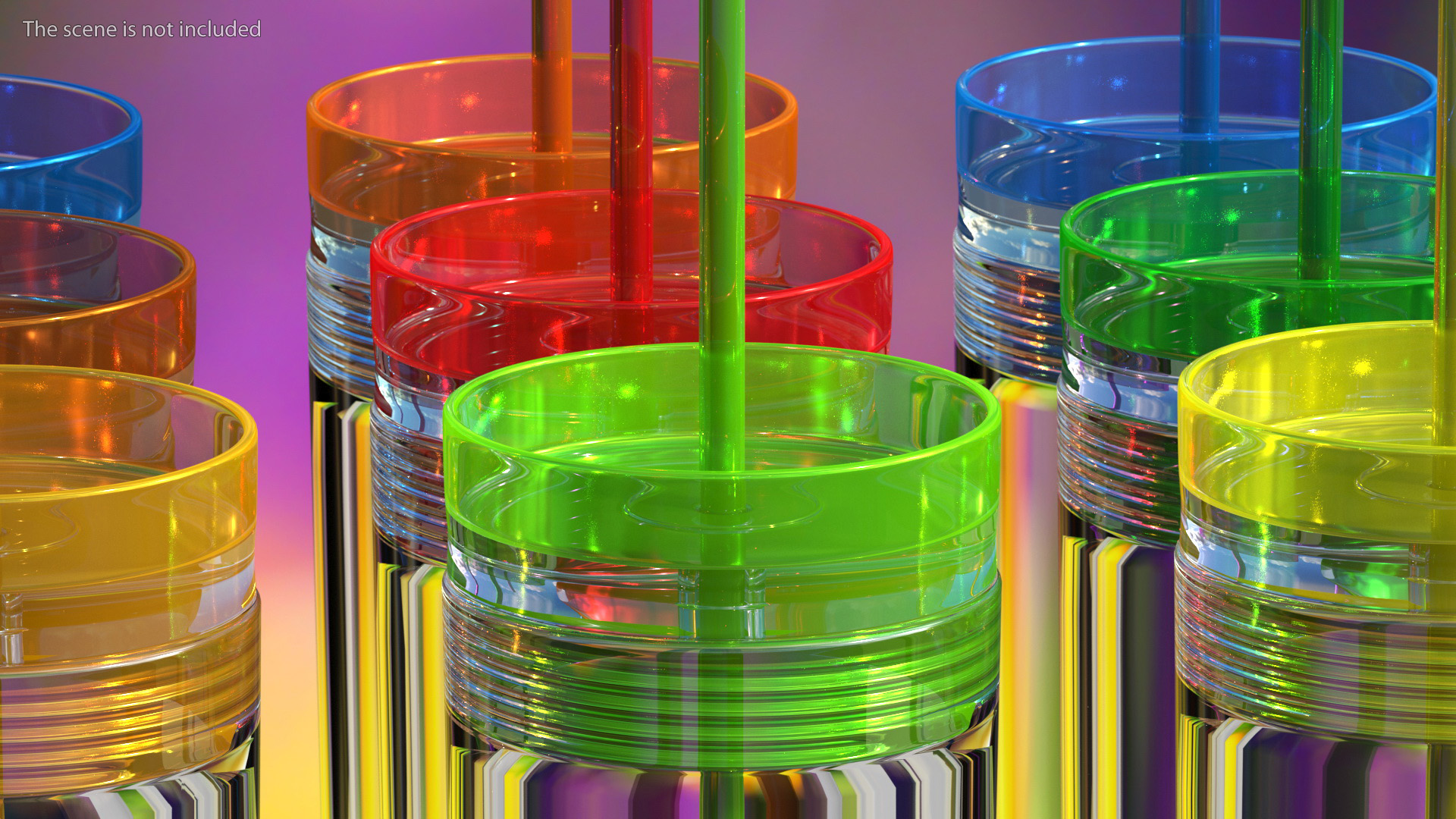 Colored Acrylic Tumblers with Lids and Straws SKINNY 3D