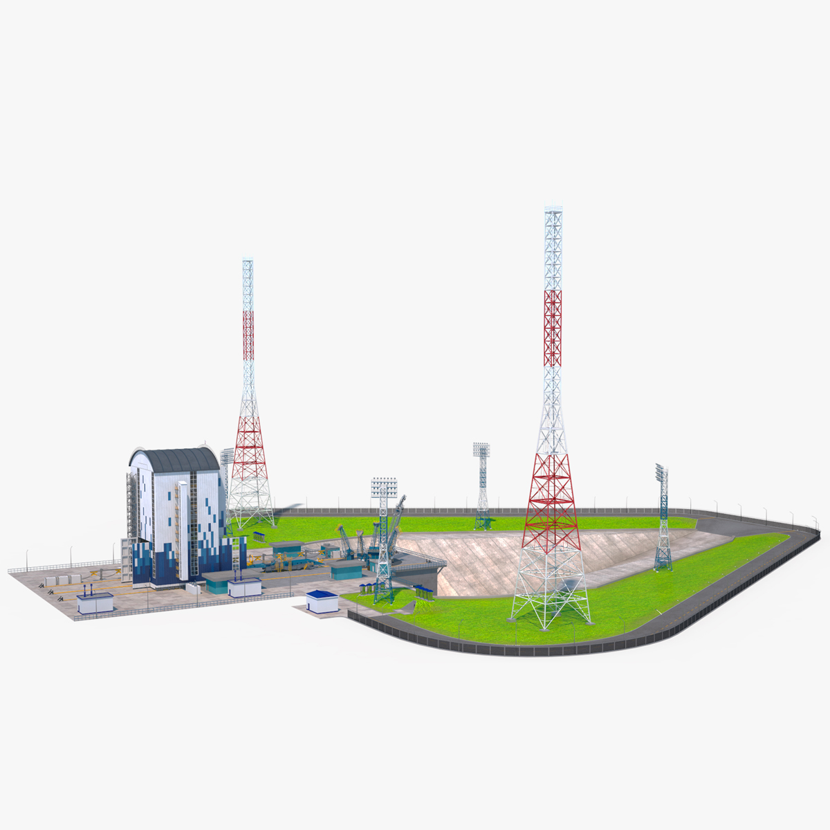 Vostochny Cosmodrome Russian Spaceport Rigged for Maya 3D model