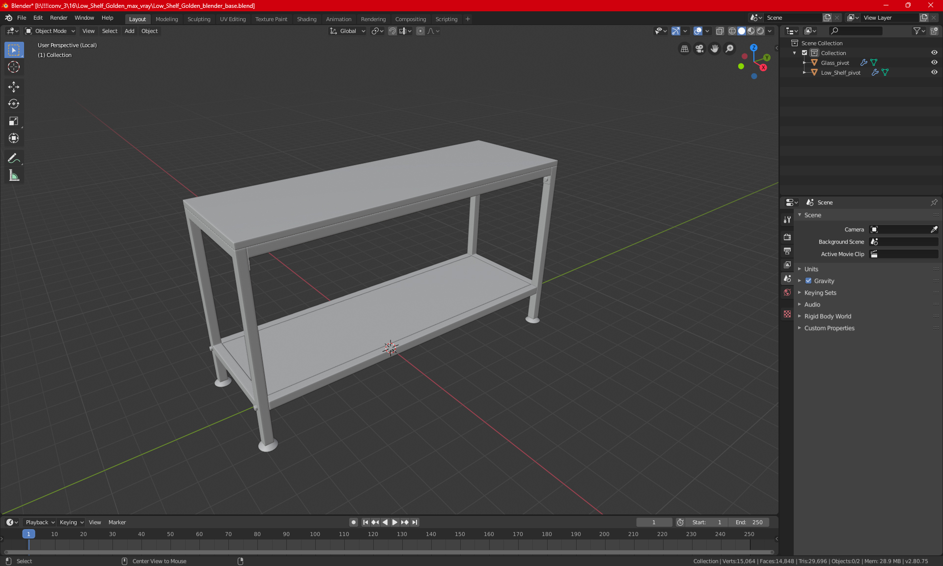 3D Low Shelf Golden