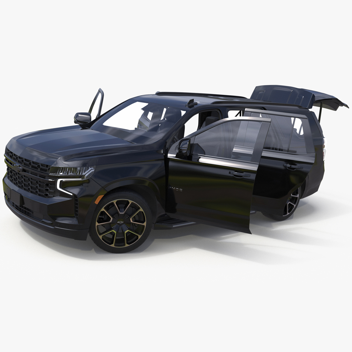 3D SUV Chevrolet Tahoe 2024 Black Rigged for Maya