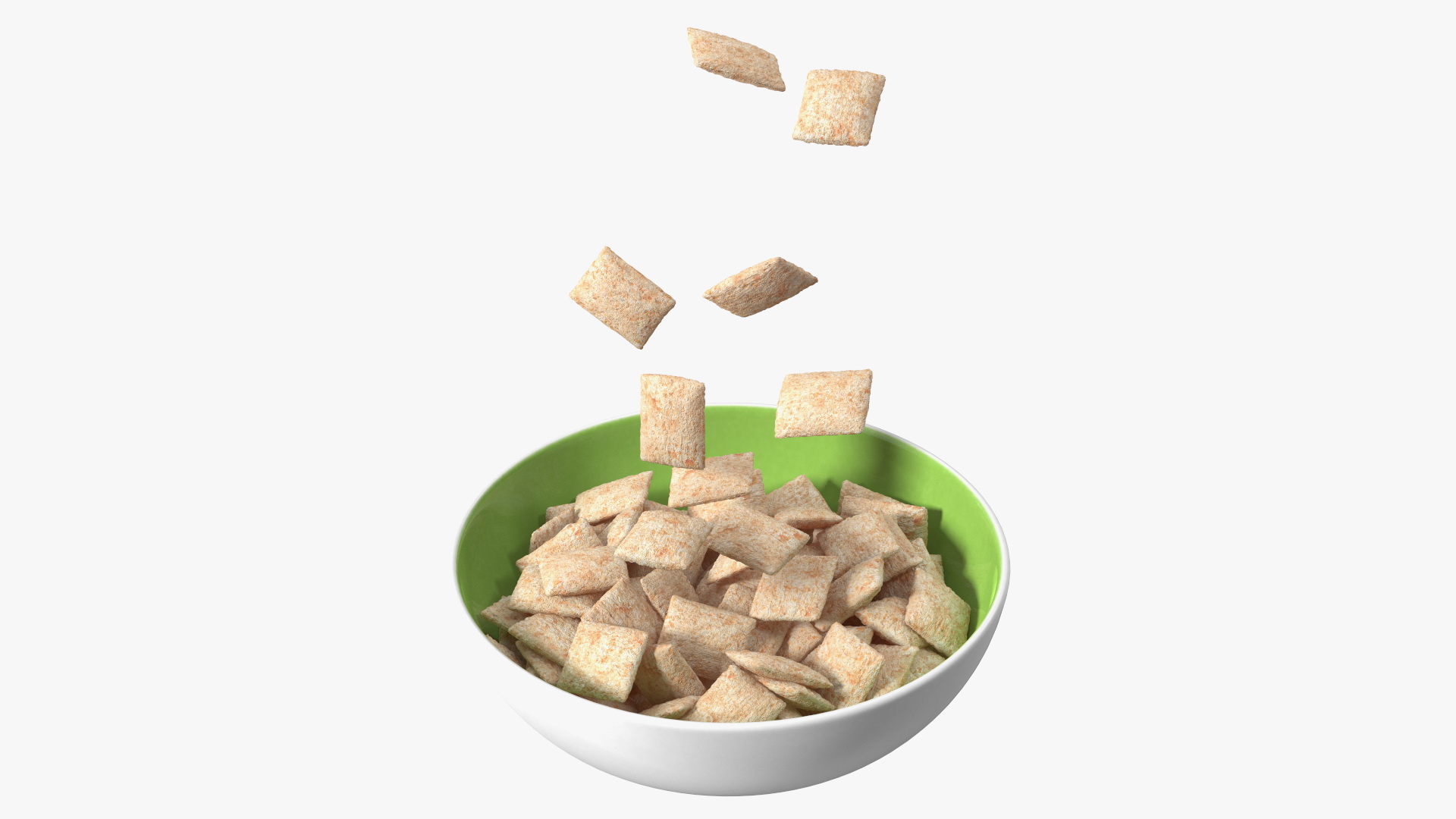 Breakfast Cereal Pads Falling into Bowl 3D model
