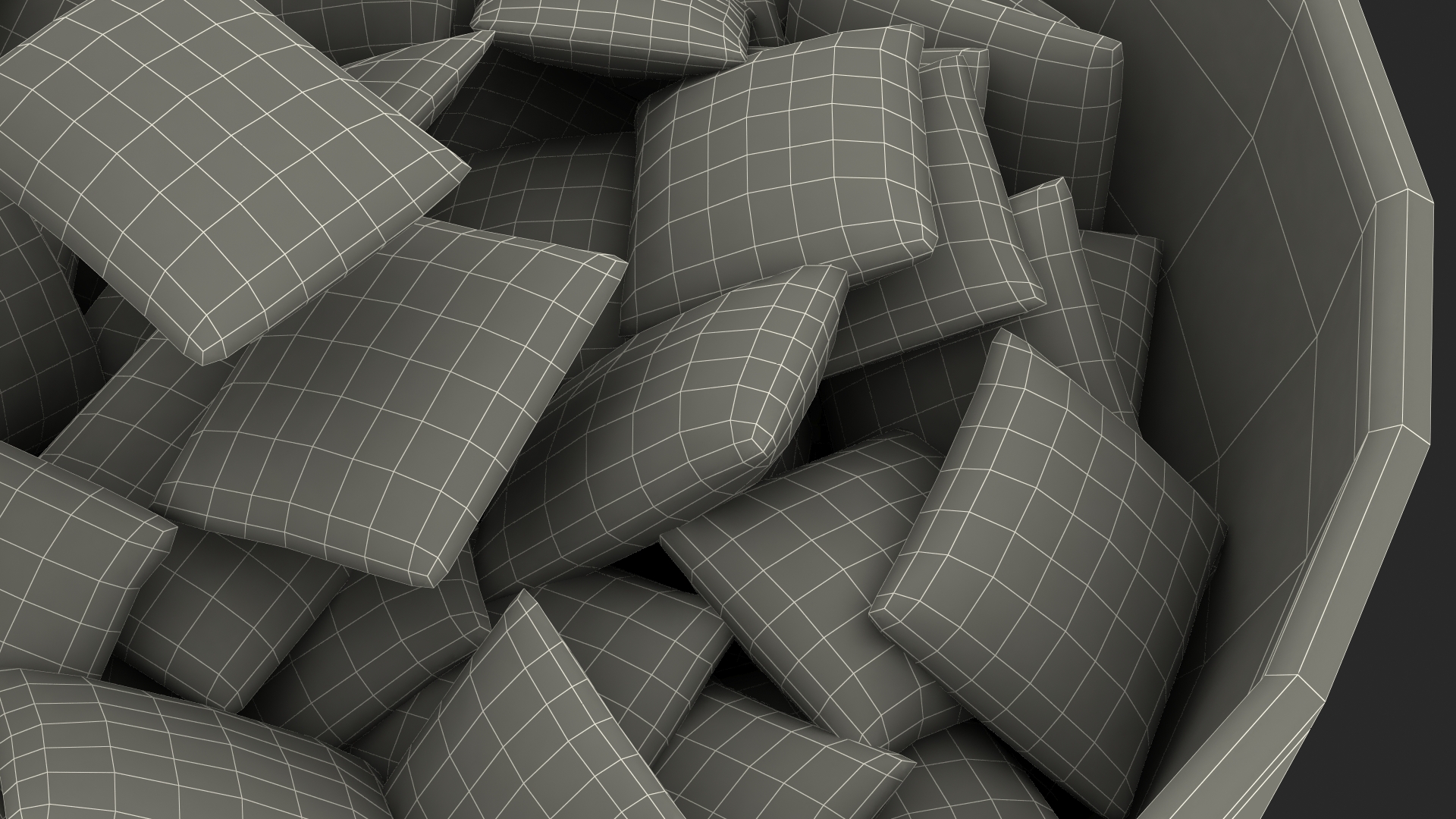 Breakfast Cereal Pads Falling into Bowl 3D model