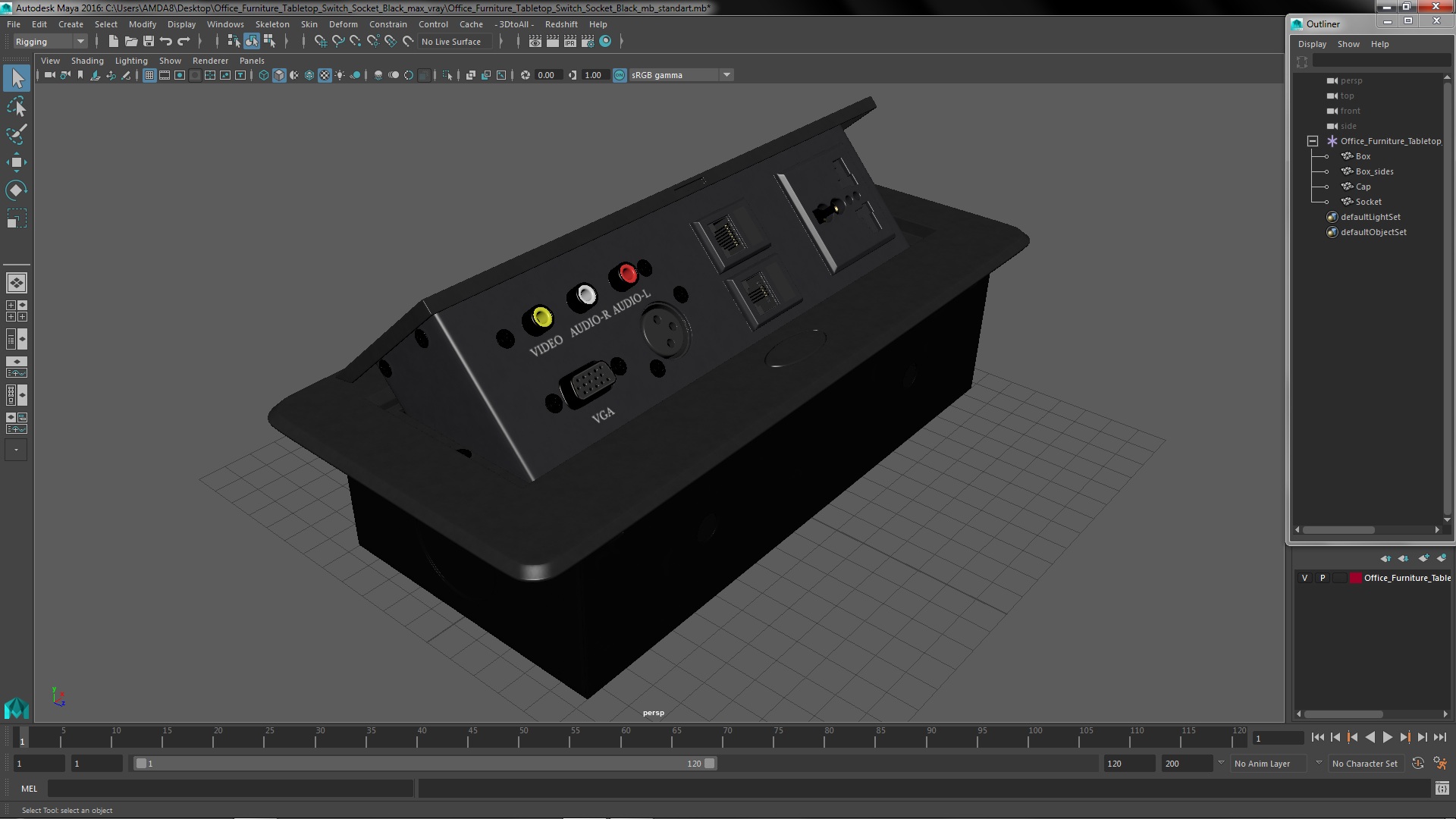 3D model Office Furniture Tabletop Switch Socket Black