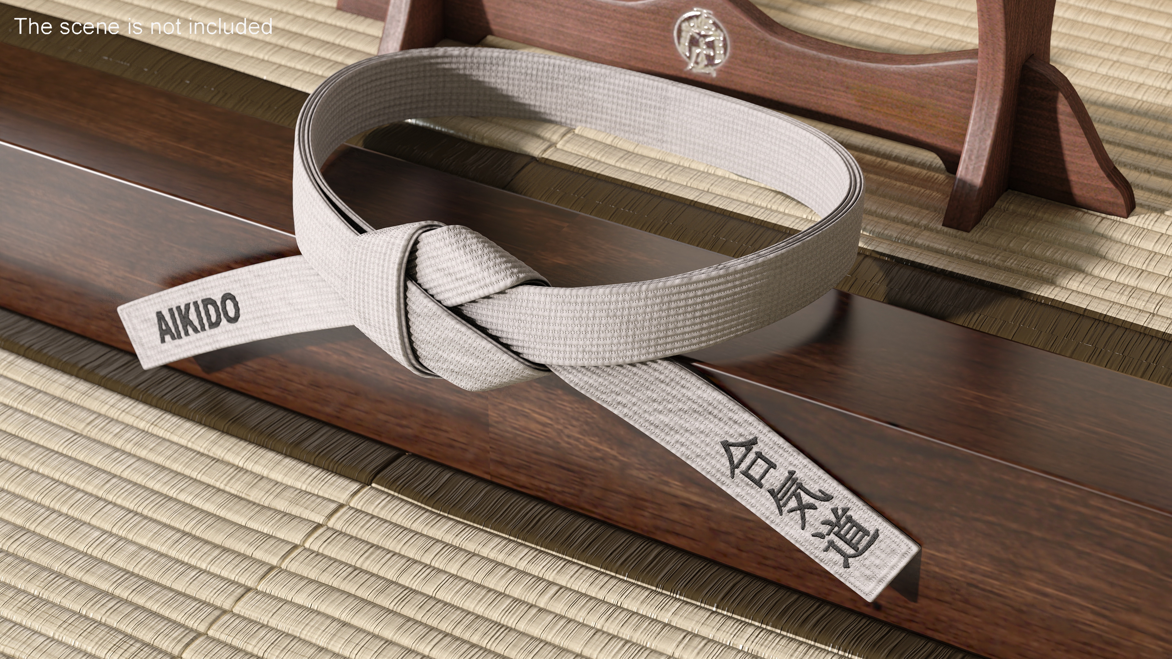 White Waist Aikido Belt Obi 3D