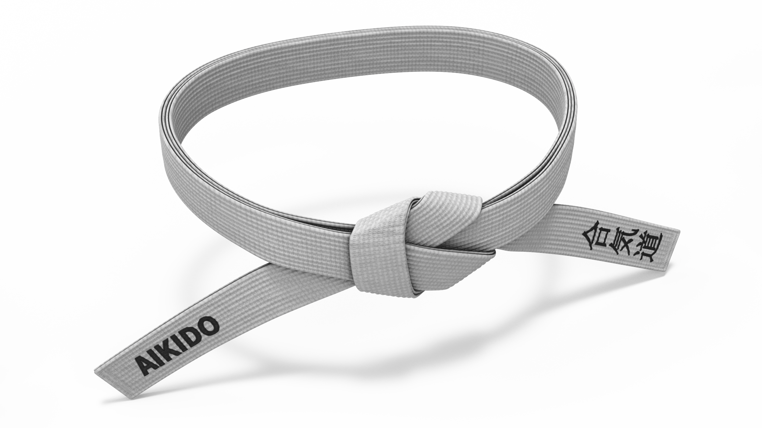 White Waist Aikido Belt Obi 3D