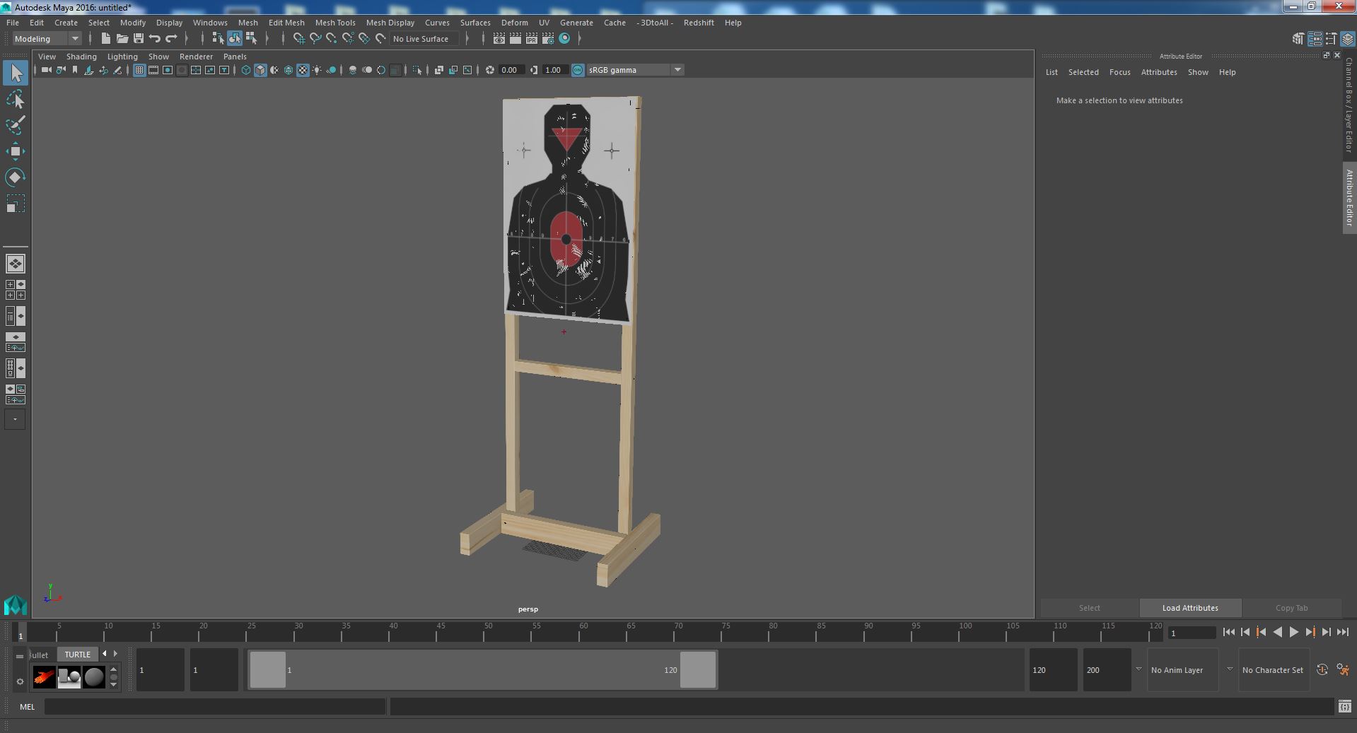 Shooting Target Silhouette Red Center 3D