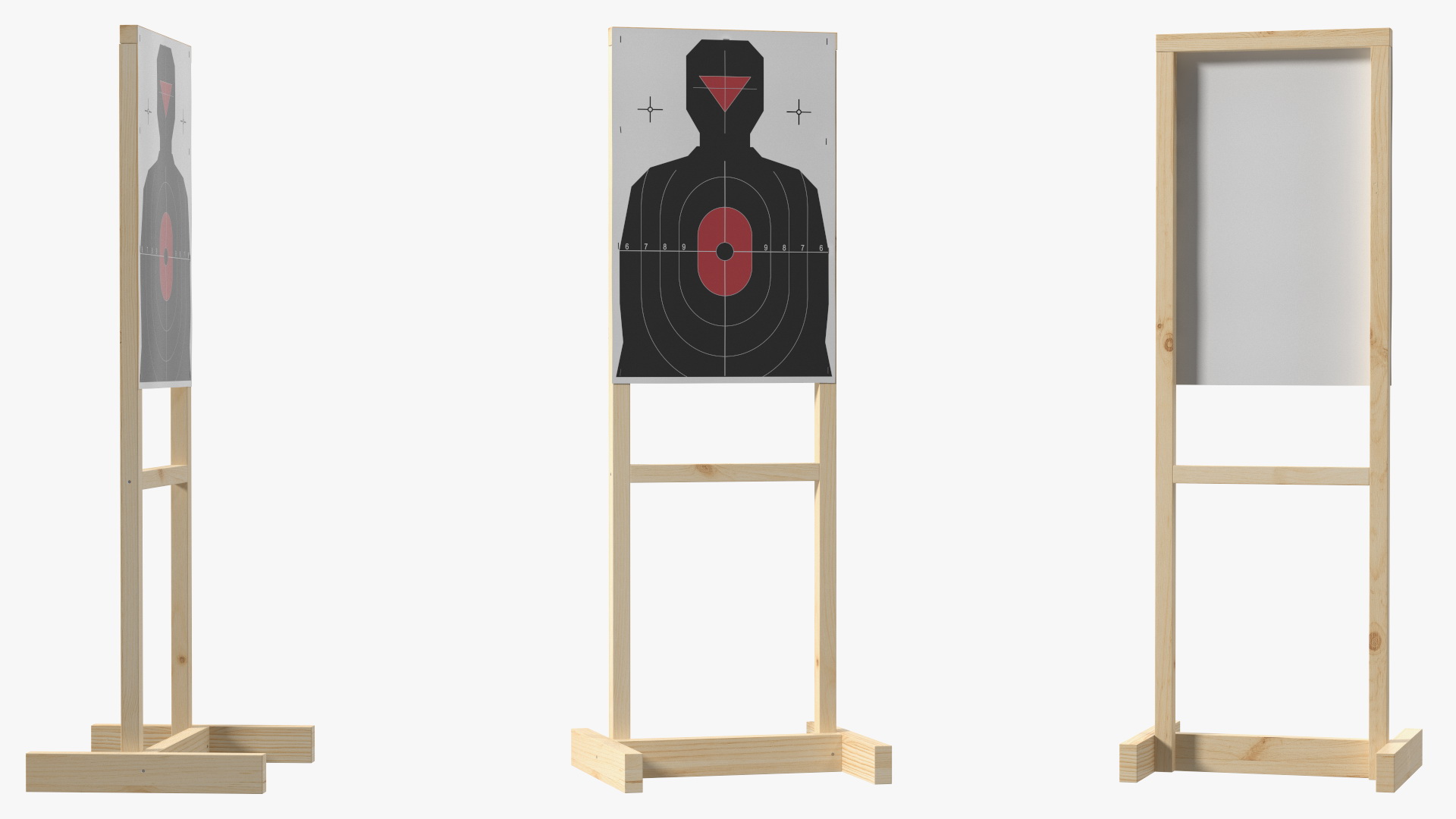 Shooting Target Silhouette Red Center 3D