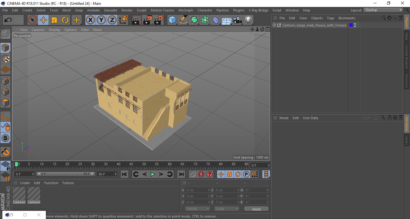 Cartoon Large Arab House with Terrace 3D