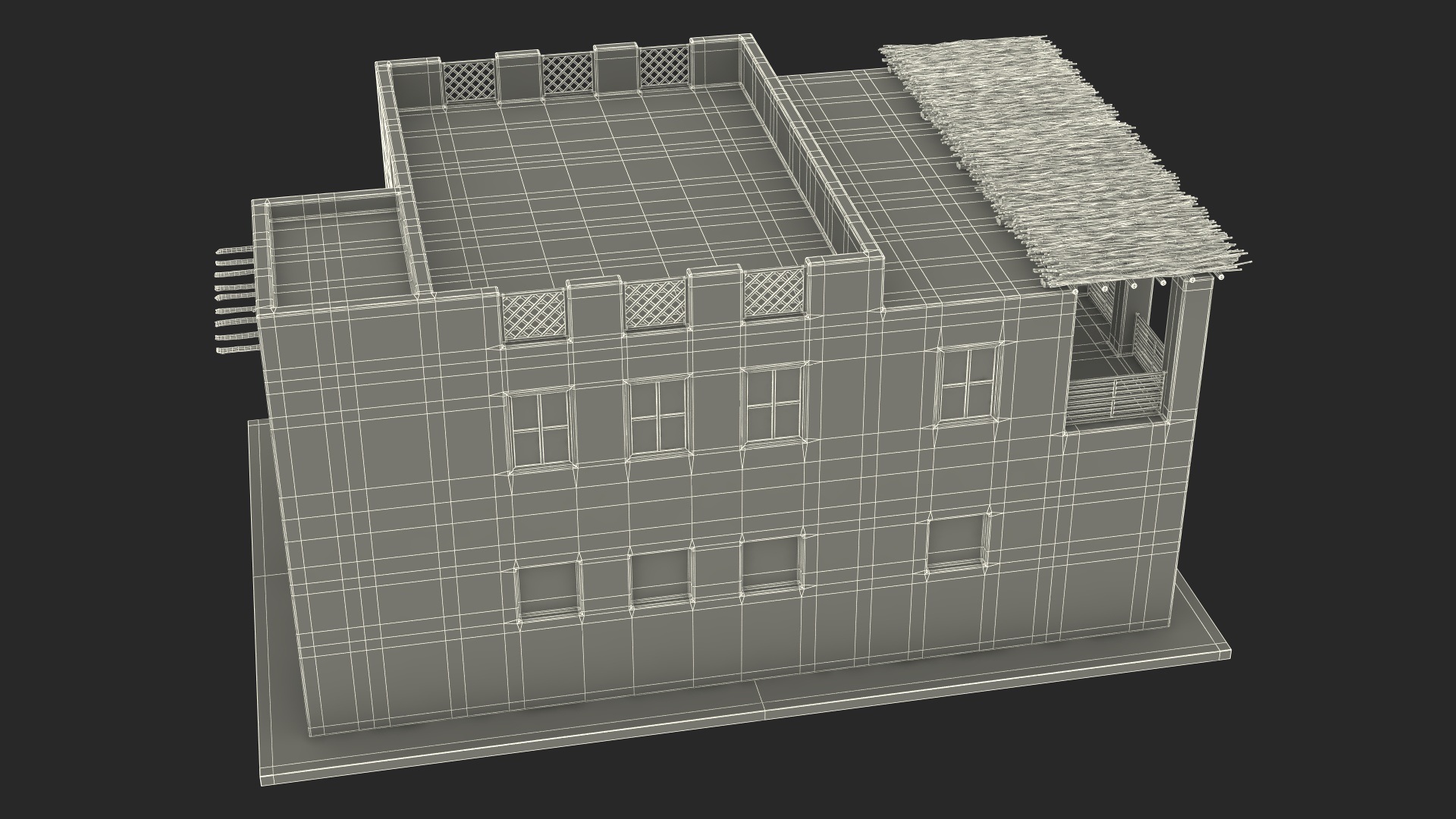 Cartoon Large Arab House with Terrace 3D