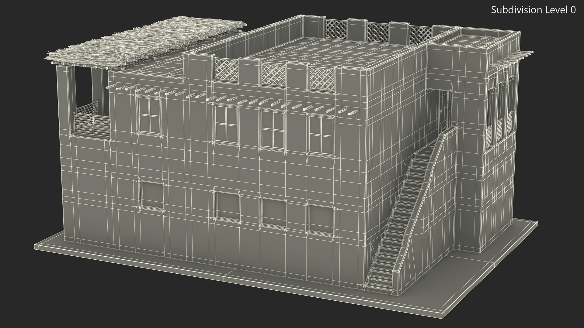 Cartoon Large Arab House with Terrace 3D