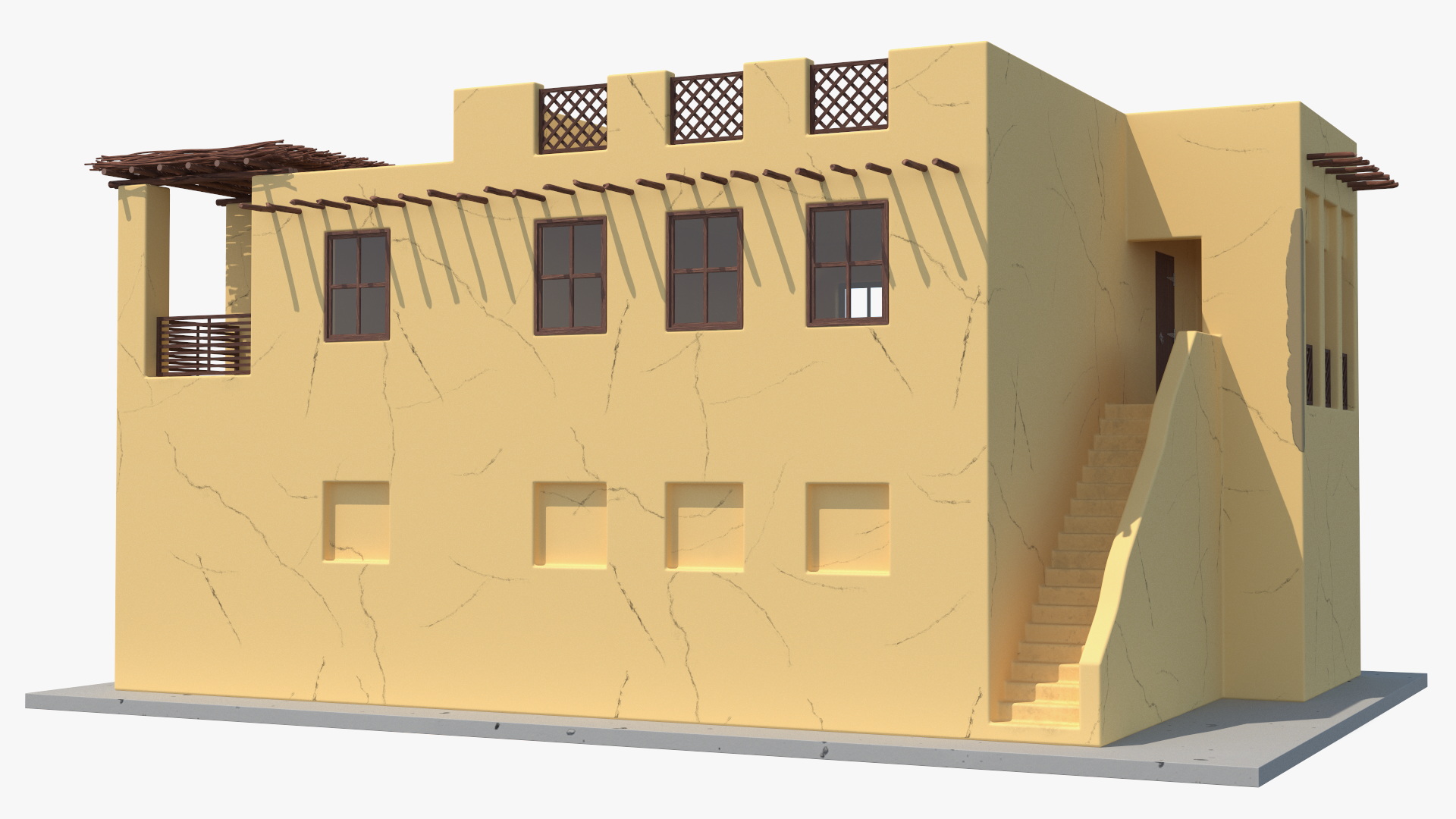 Cartoon Large Arab House with Terrace 3D