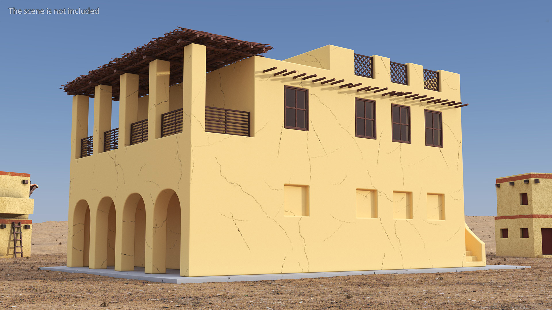 Cartoon Large Arab House with Terrace 3D