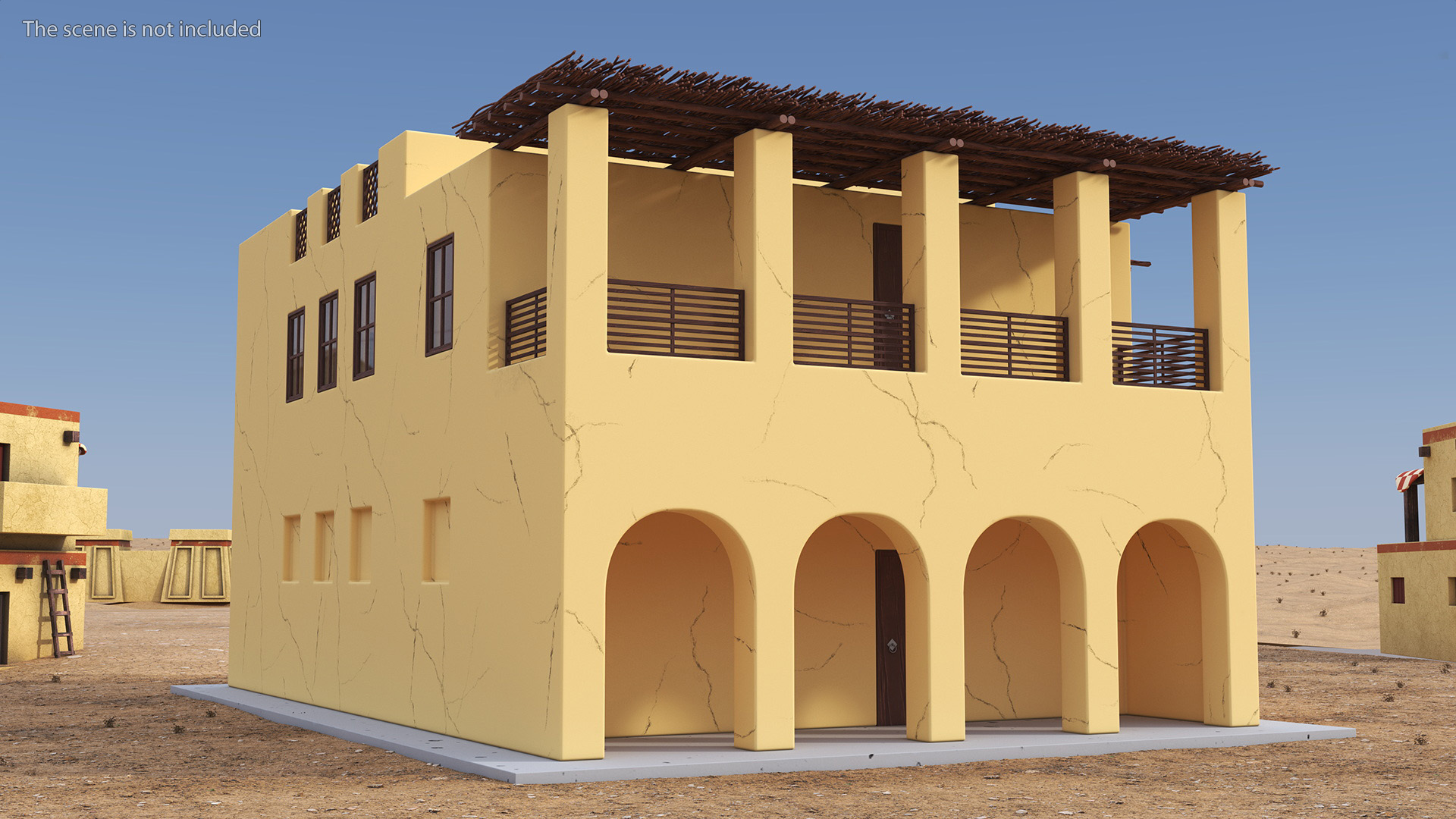 Cartoon Large Arab House with Terrace 3D