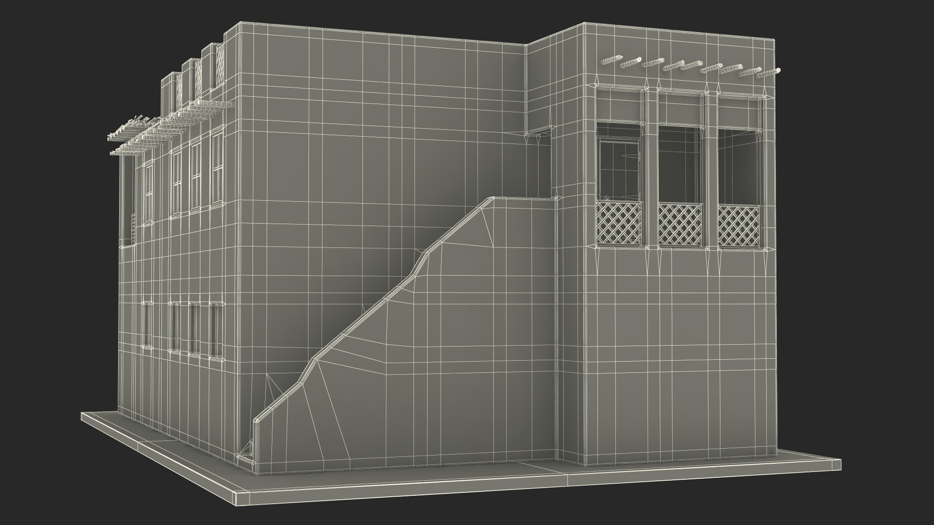 Cartoon Large Arab House with Terrace 3D