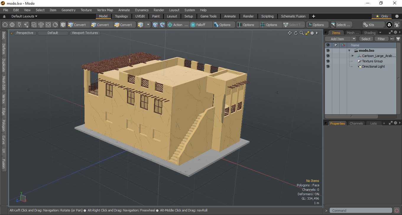 Cartoon Large Arab House with Terrace 3D