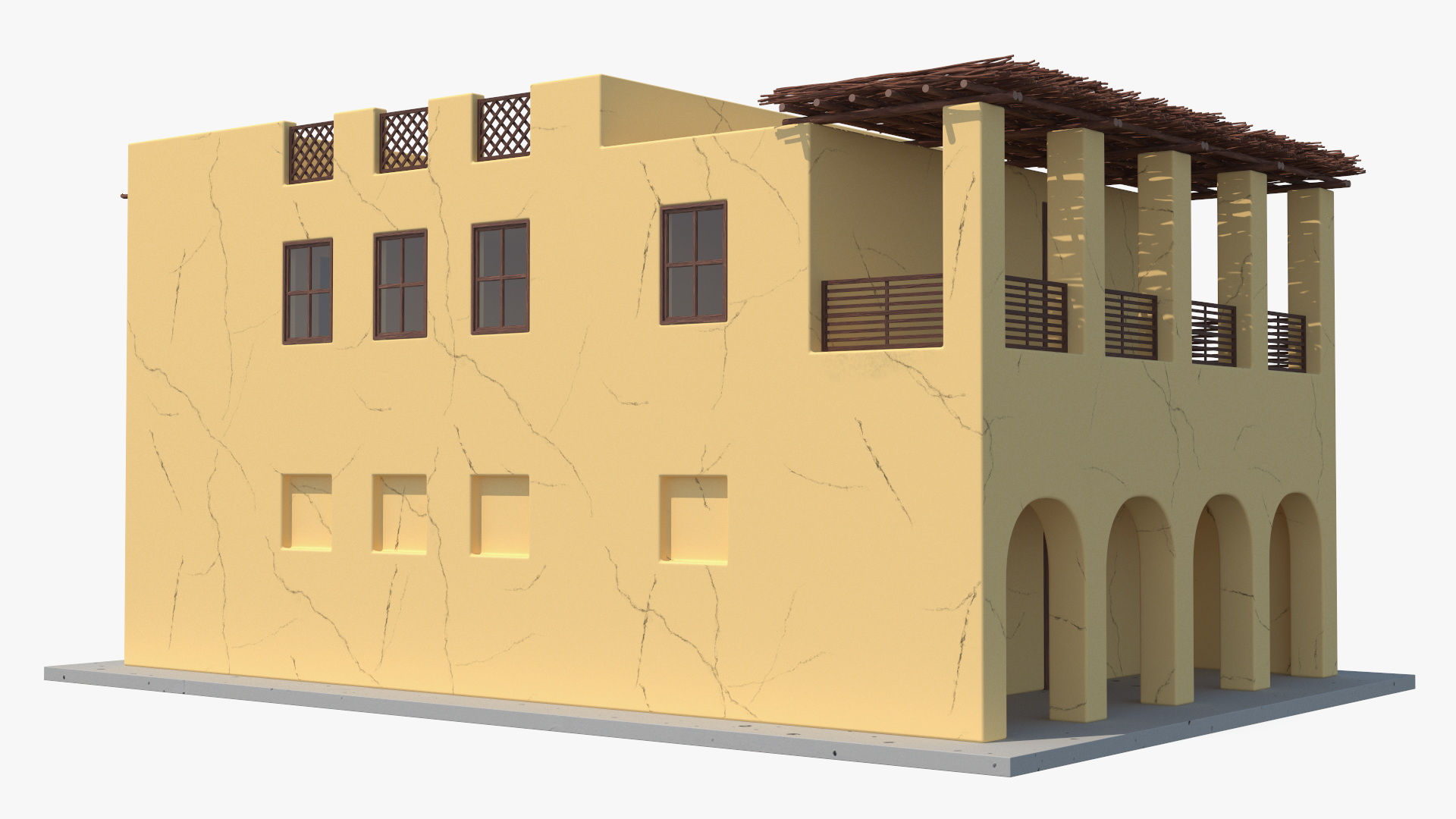 Cartoon Large Arab House with Terrace 3D