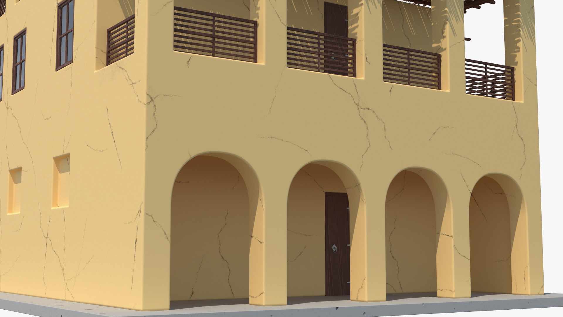 Cartoon Large Arab House with Terrace 3D