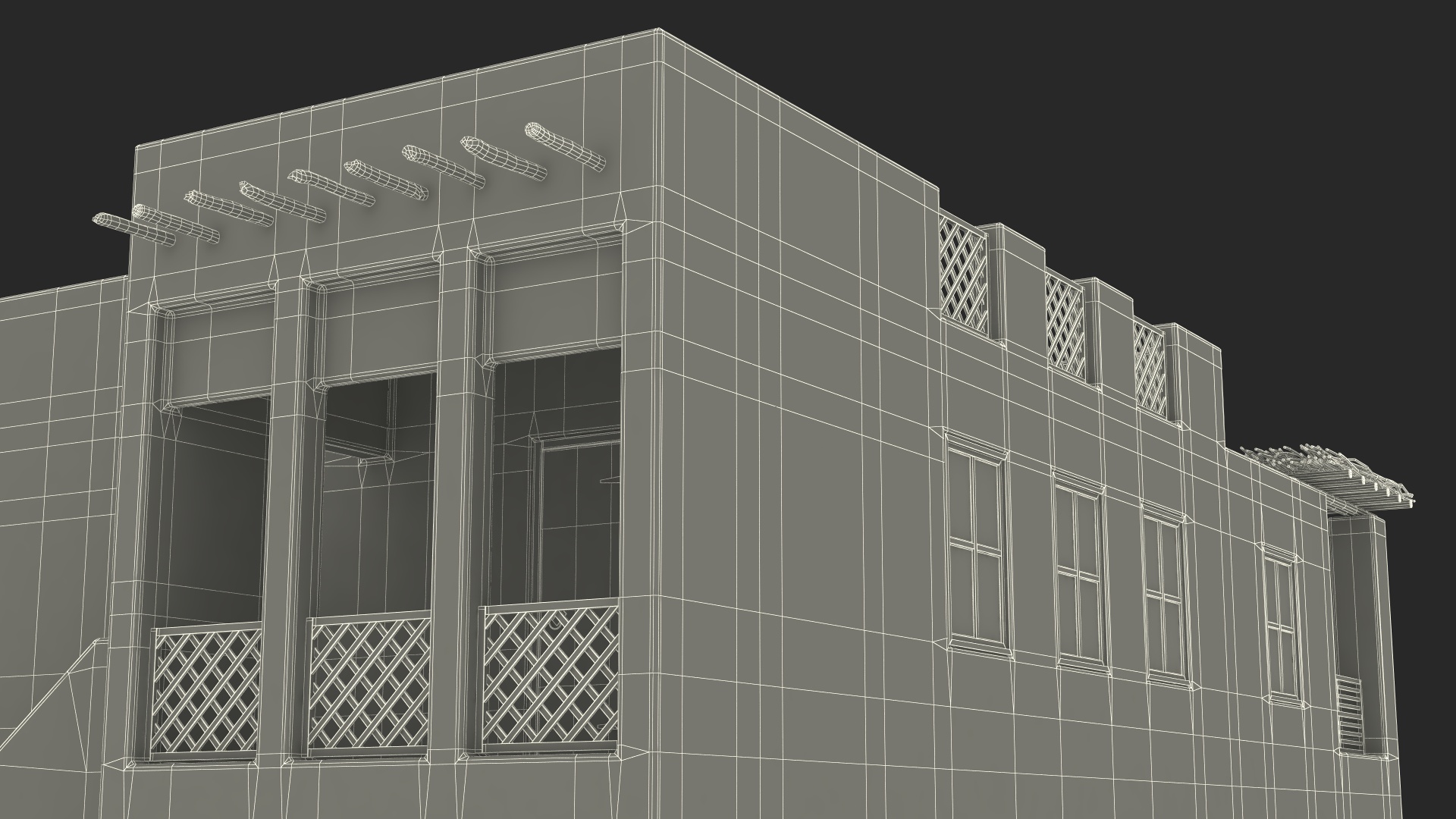 Cartoon Large Arab House with Terrace 3D