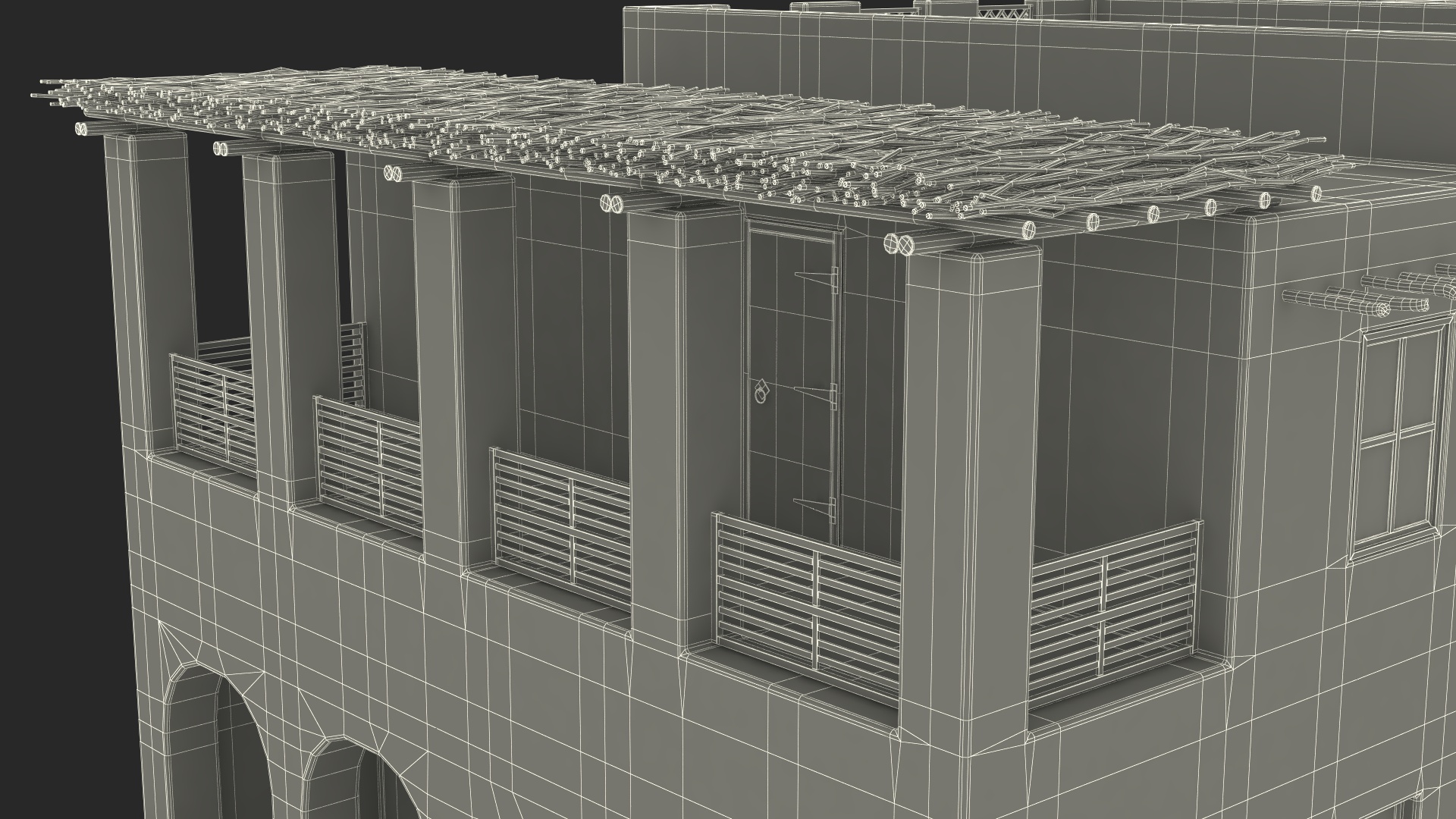 Cartoon Large Arab House with Terrace 3D