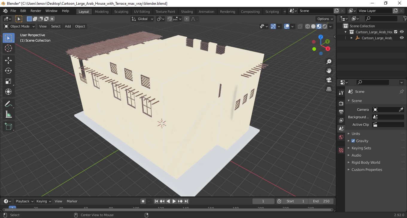 Cartoon Large Arab House with Terrace 3D