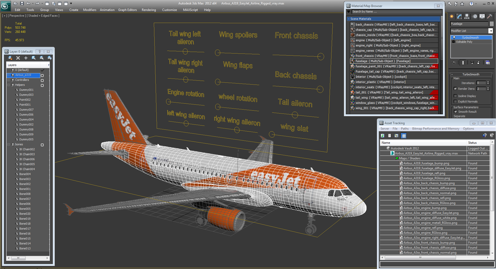 Airbus A319 EasyJet Airline Rigged 3D model