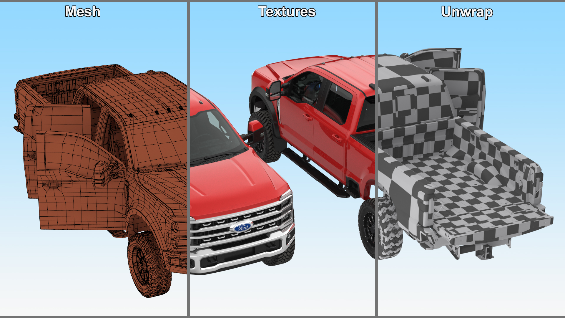 3D Ford Super Duty F-550 2023 Lift Kit Red Rigged
