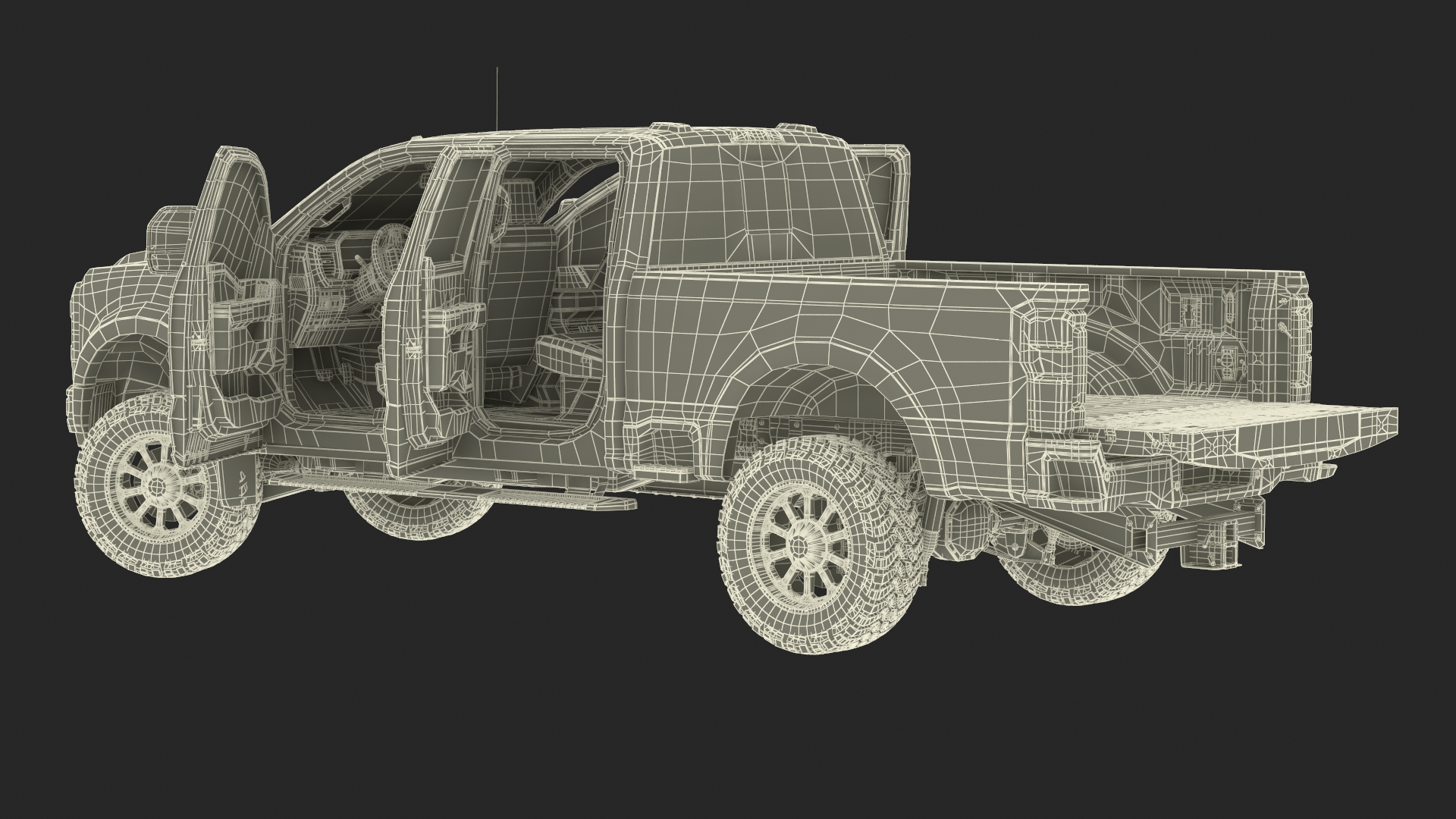 3D Ford Super Duty F-550 2023 Lift Kit Red Rigged
