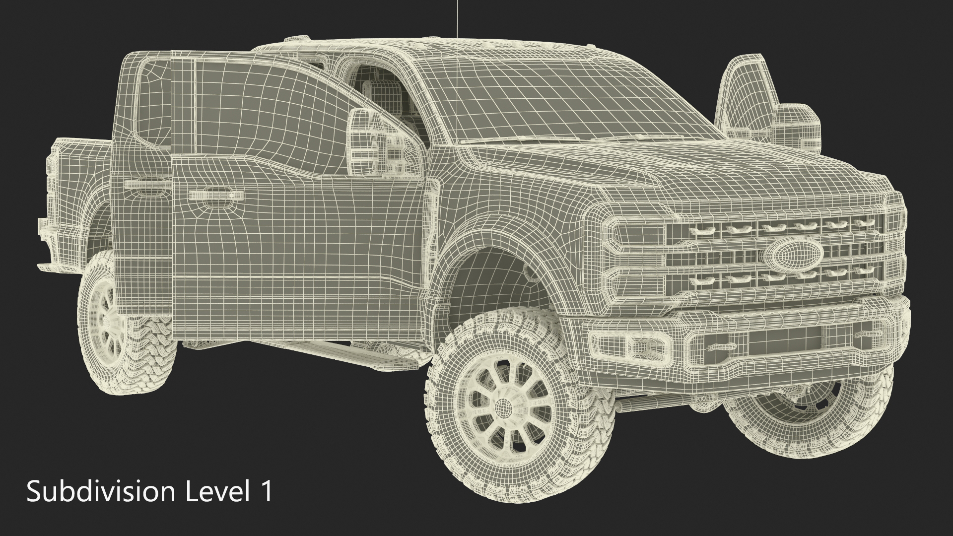 3D Ford Super Duty F-550 2023 Lift Kit Red Rigged