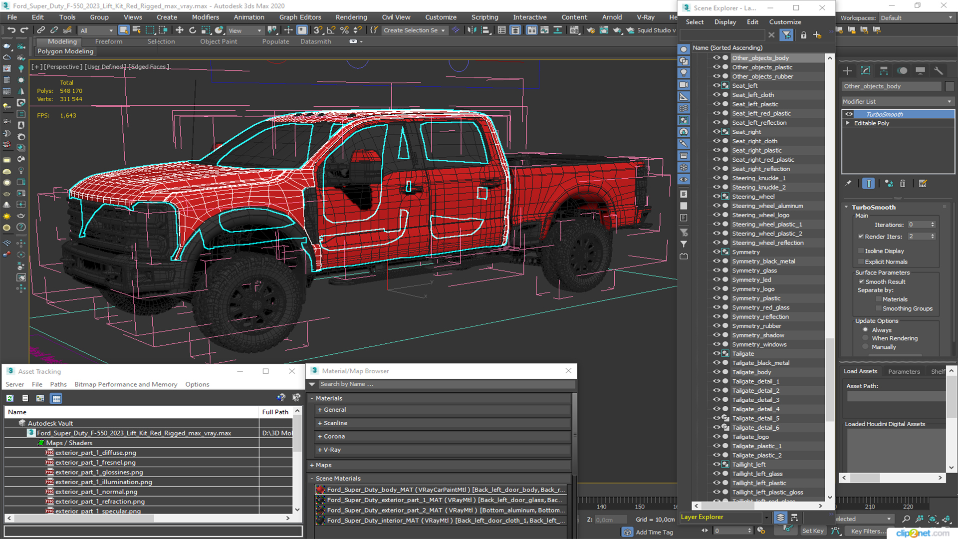 3D Ford Super Duty F-550 2023 Lift Kit Red Rigged
