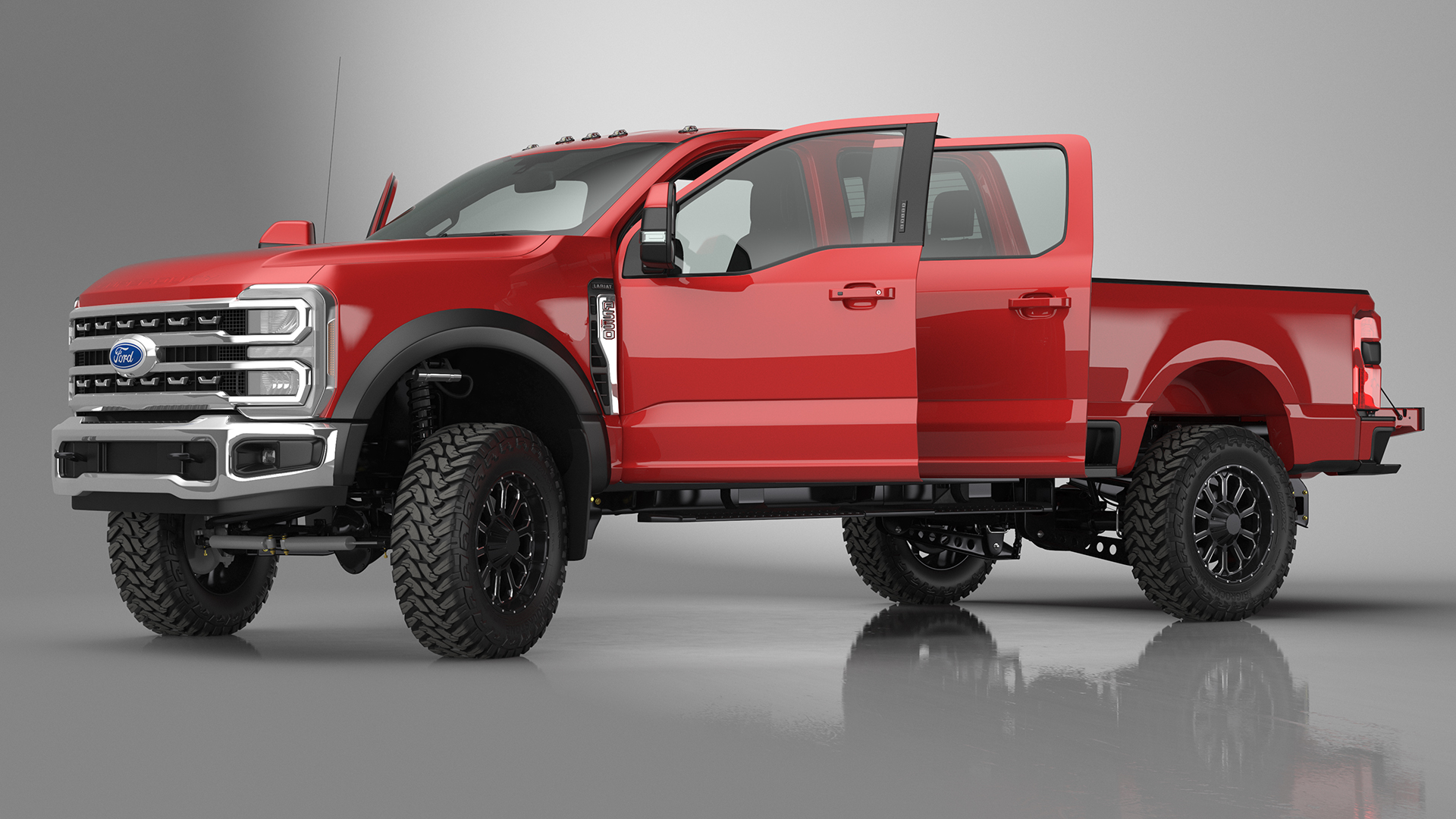 3D Ford Super Duty F-550 2023 Lift Kit Red Rigged