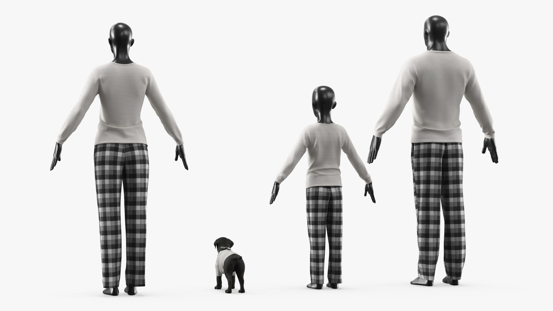Family Pajama Set with Dog Clothing White Black, view 3