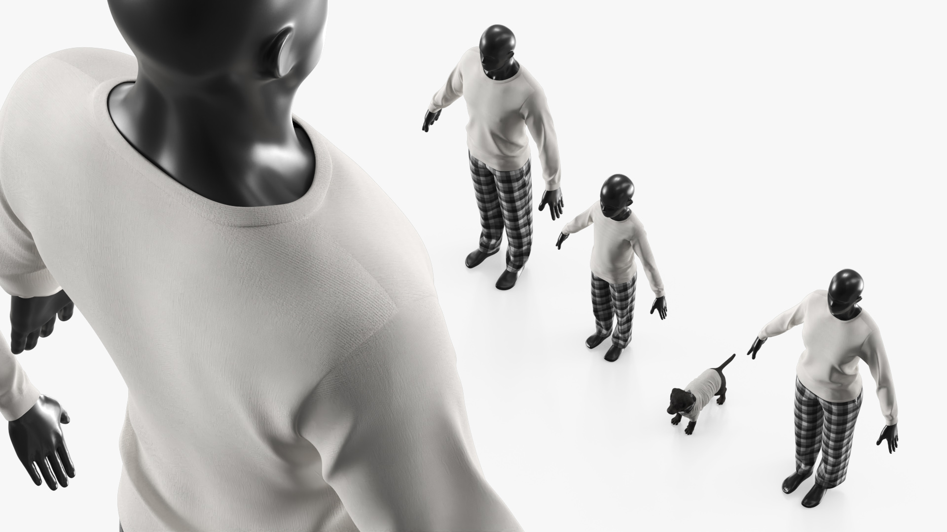 Family Pajama Set with Dog Clothing White Black, view 4