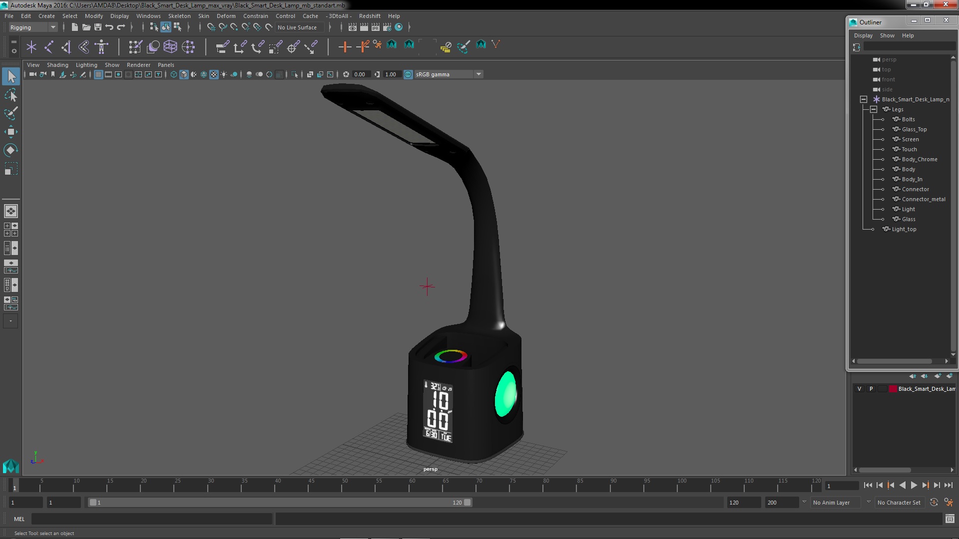 3D Black Smart Desk Lamp