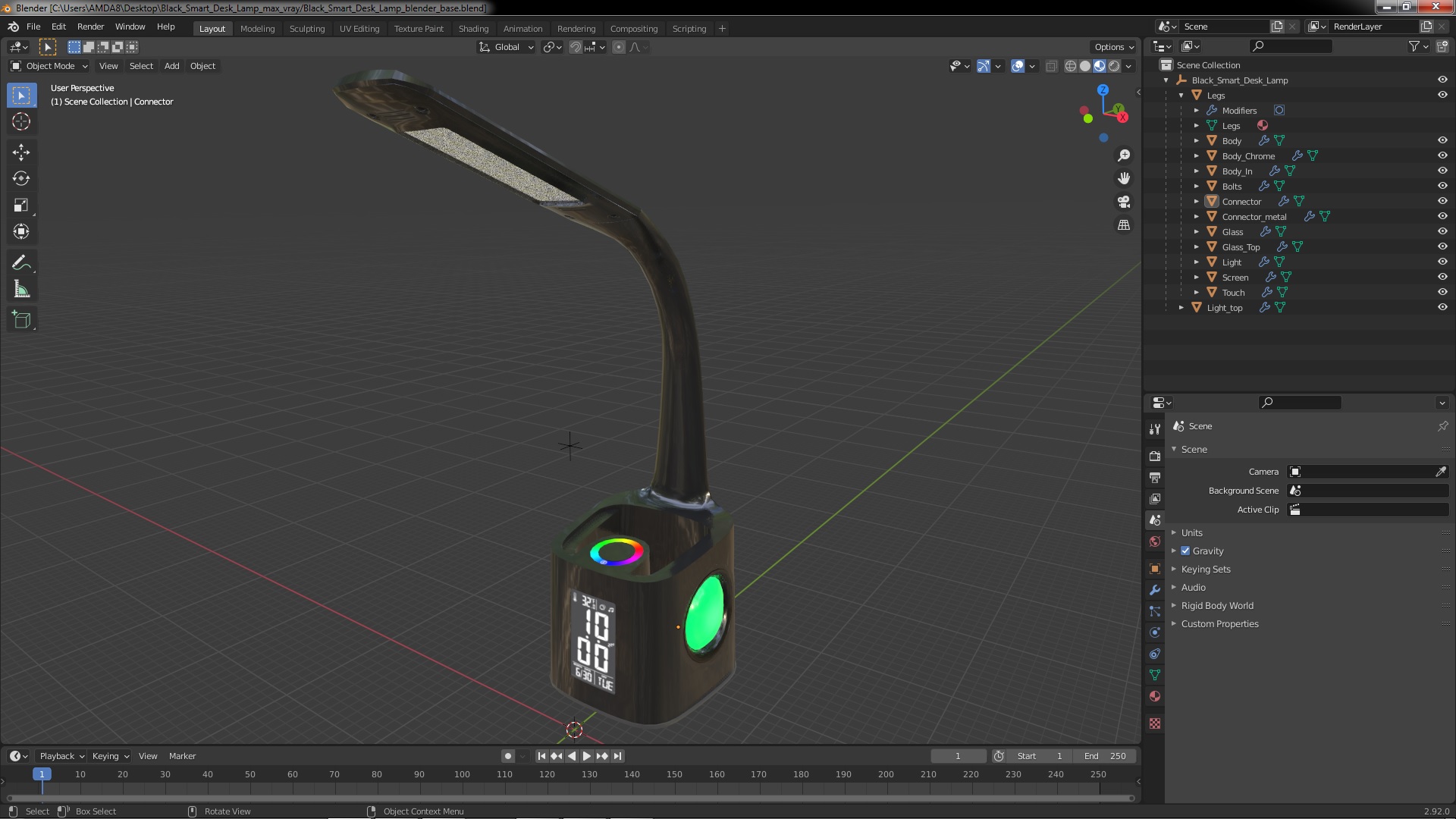 3D Black Smart Desk Lamp