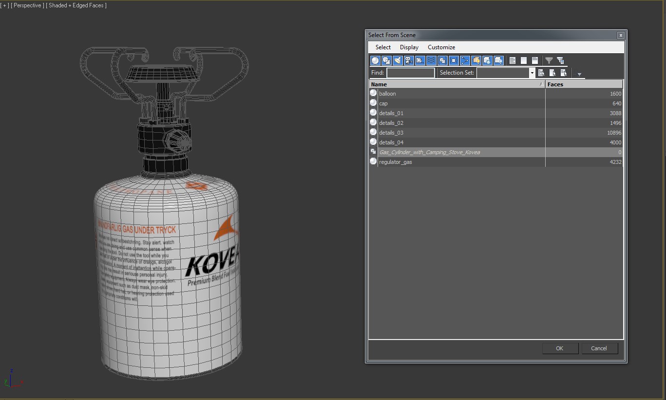 Gas Cylinder with Camping Stove Kovea 3D