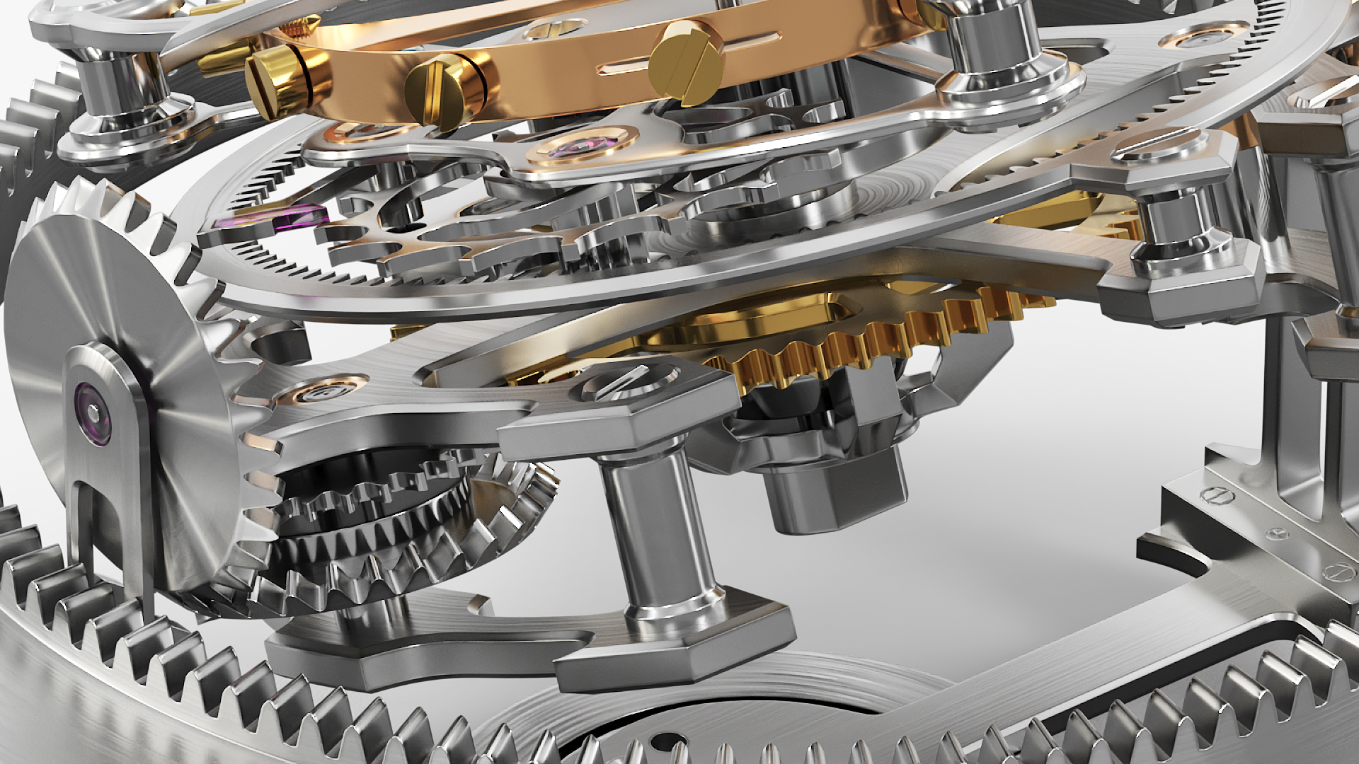 Tri Axial Tourbillon Mechanism Silver Gold - view 4