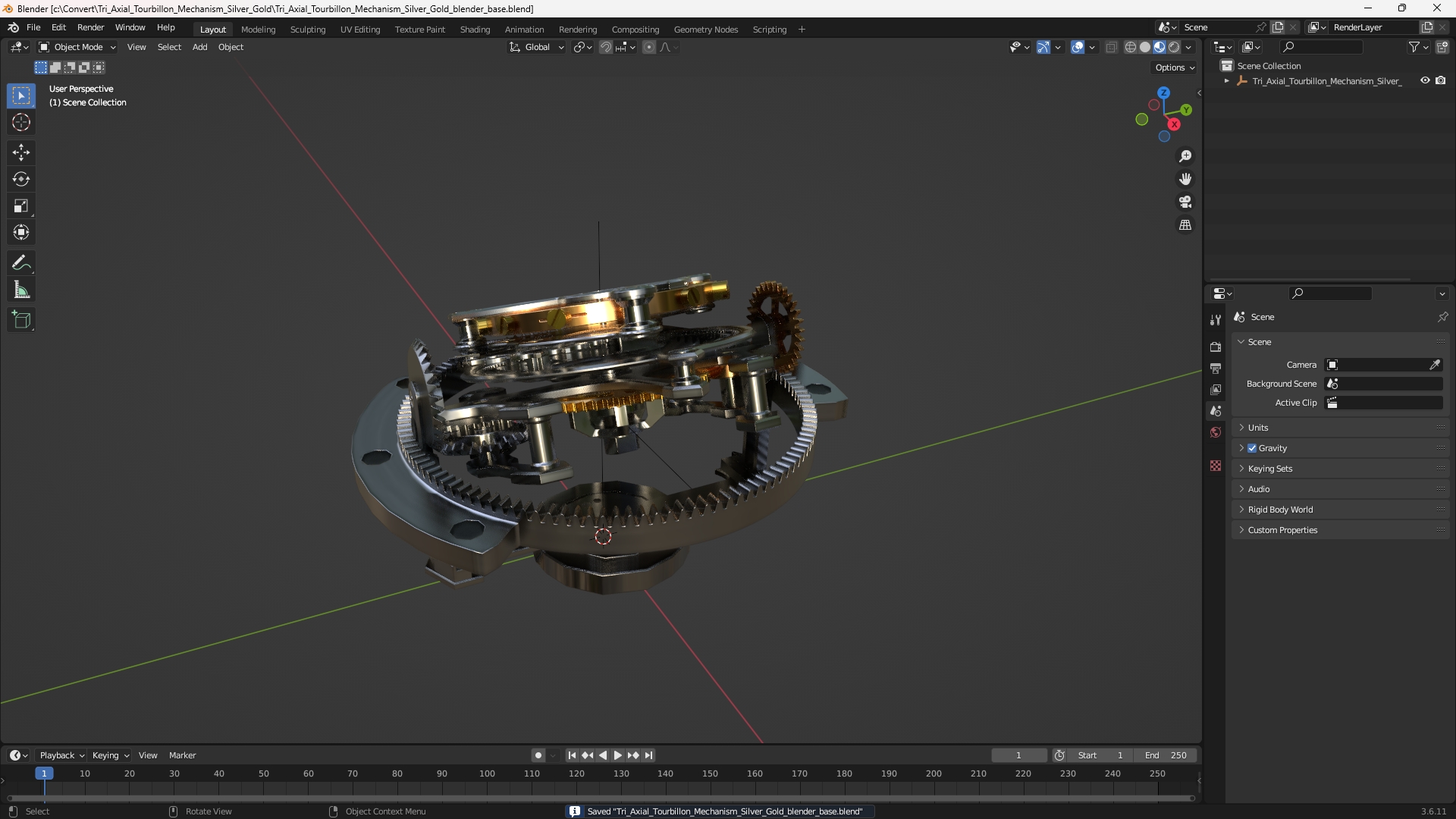 Tri Axial Tourbillon Mechanism Silver Gold - view 10