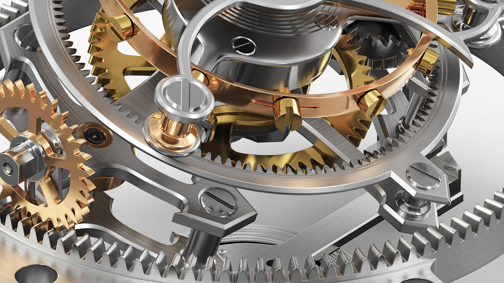 Tri Axial Tourbillon Mechanism Silver Gold - view 3
