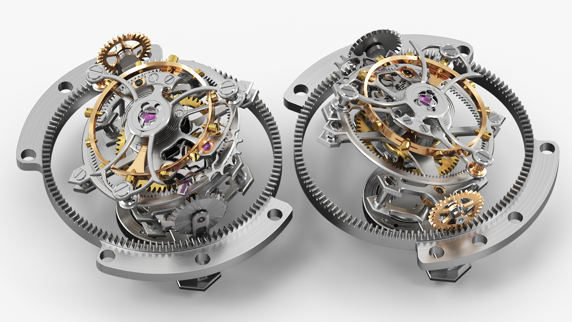 Tri Axial Tourbillon Mechanism Silver Gold - view 2