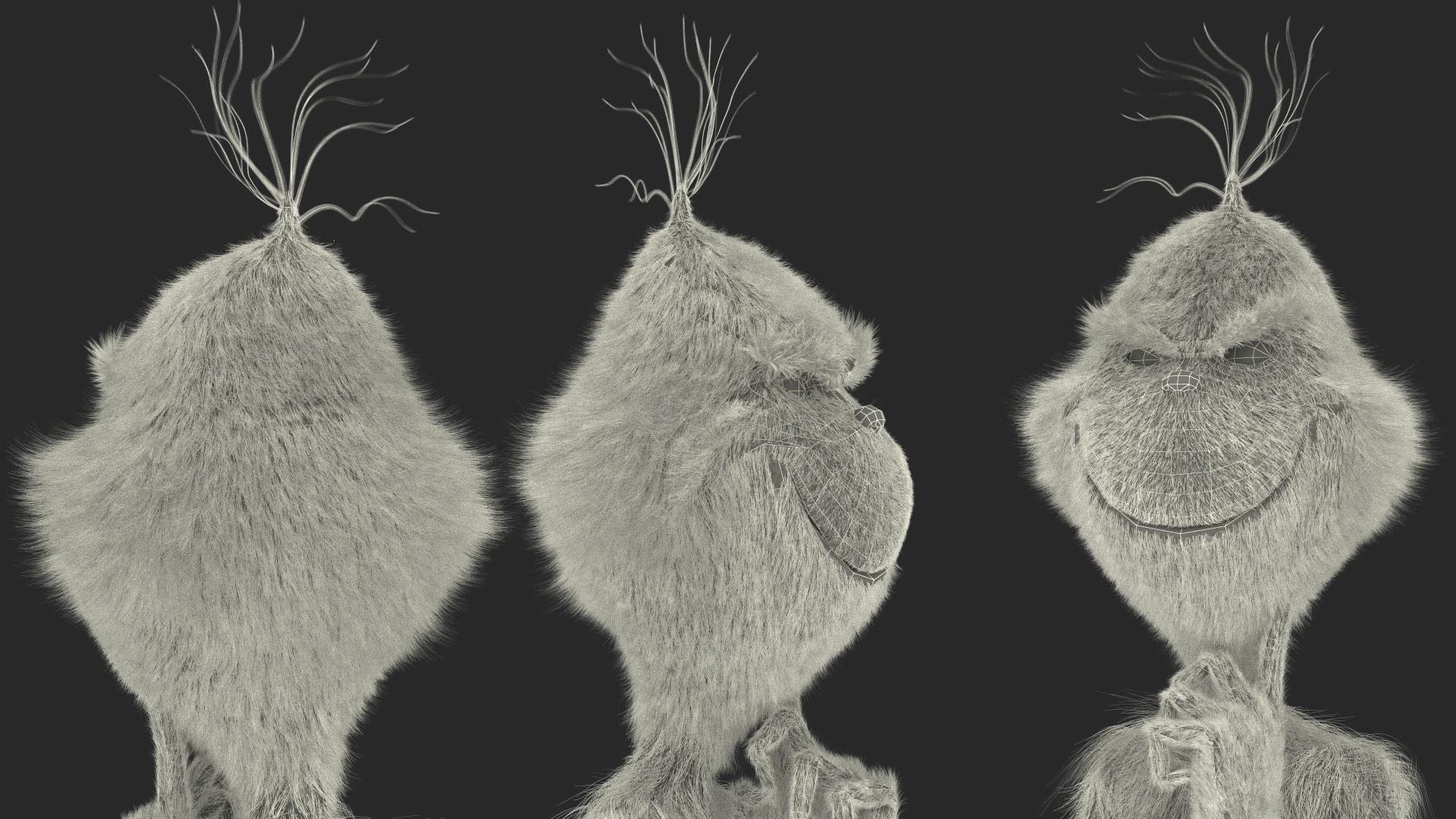 3D Christmas Cartoon Character Grinch with Fur model