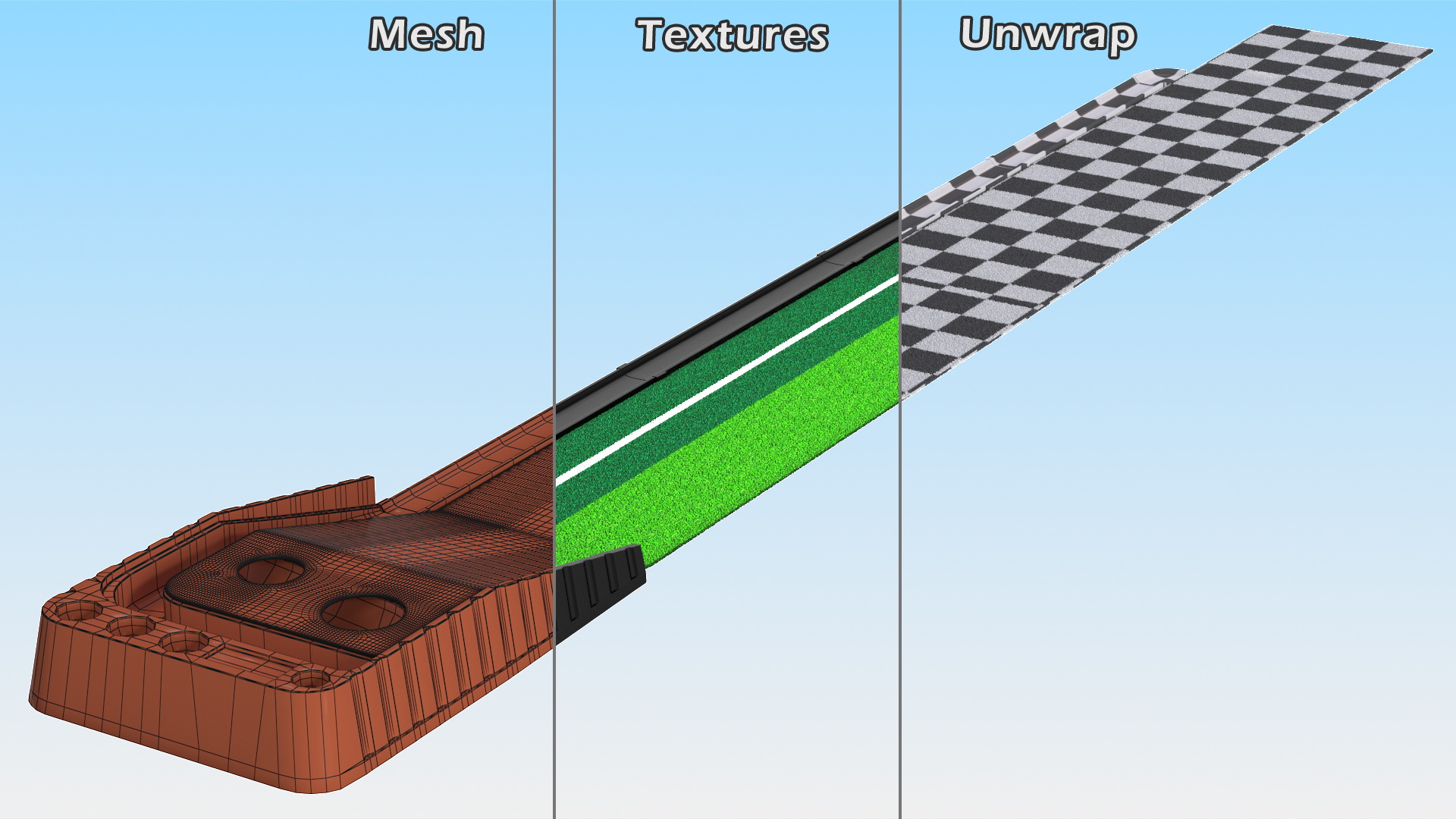 3D Indoor Golf Putting Green Portable Mat model