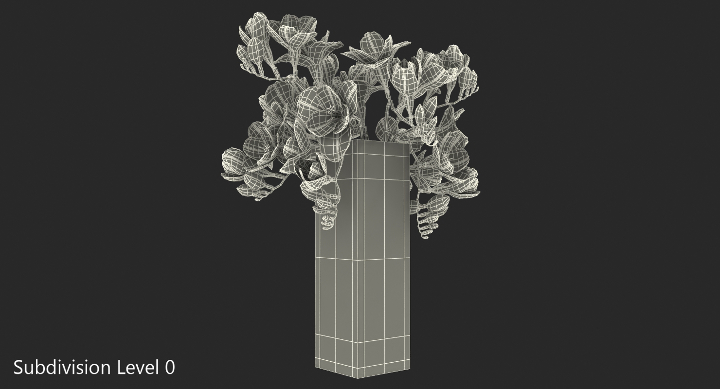 3D Freesia Flowers Bouquet in Vase