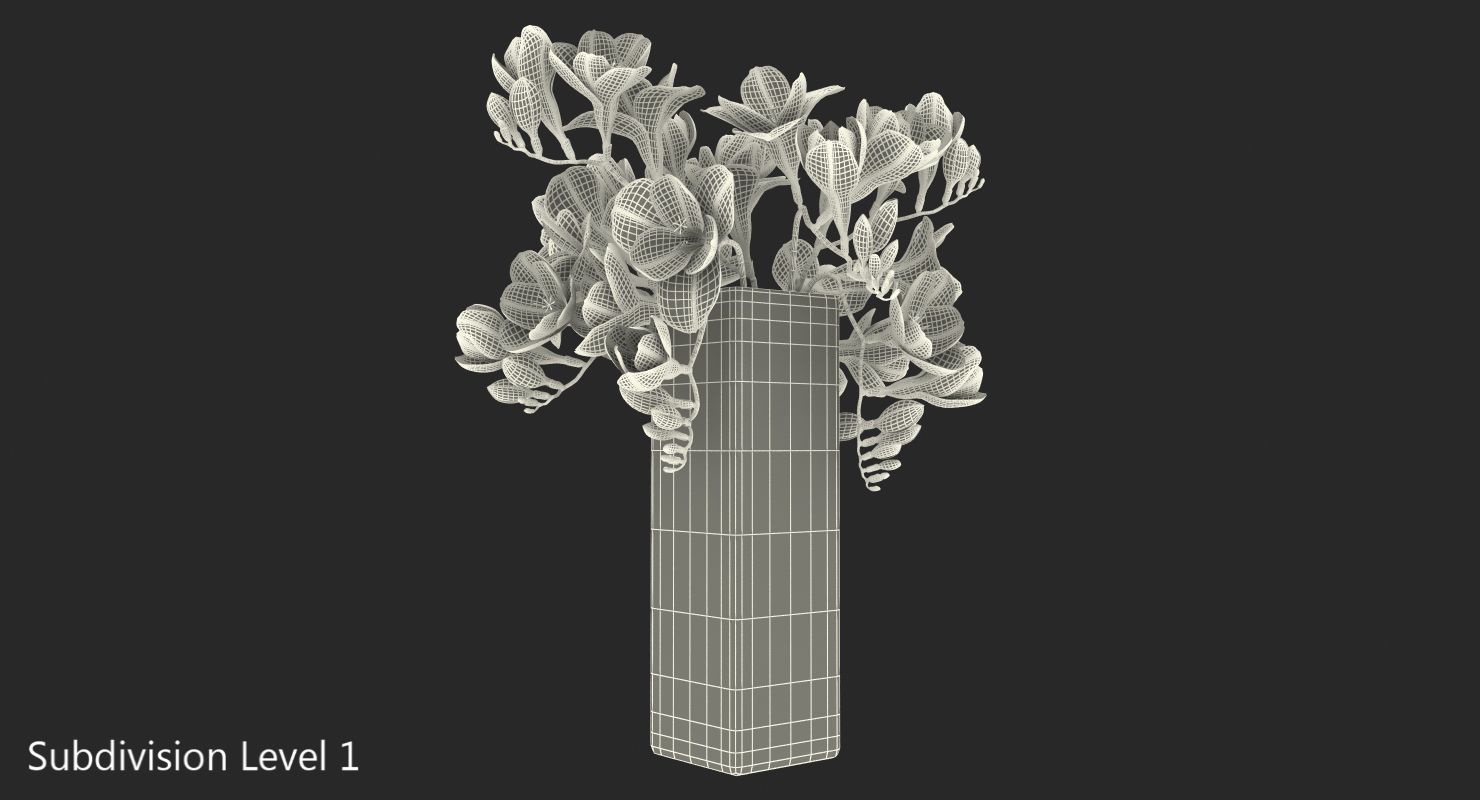 3D Freesia Flowers Bouquet in Vase