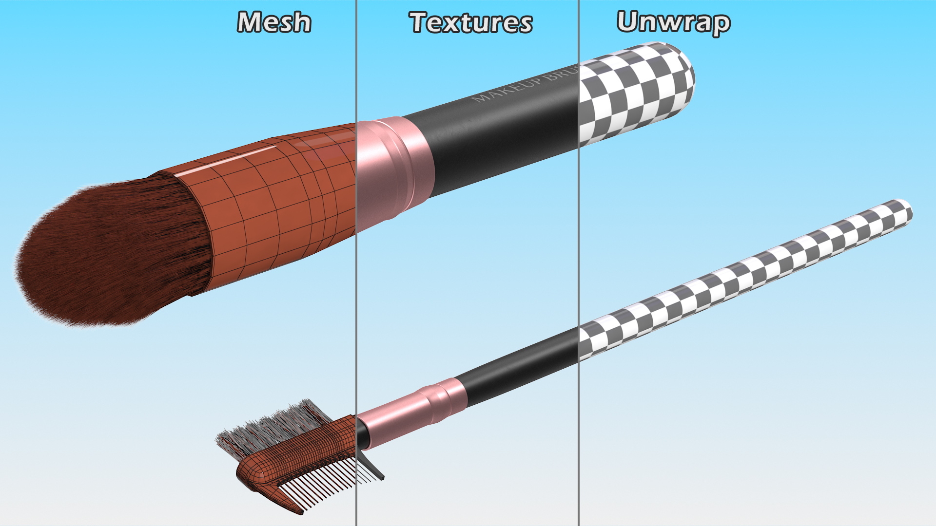 3D model Tapered Brush with Eyebrow and Lash Brush Fur