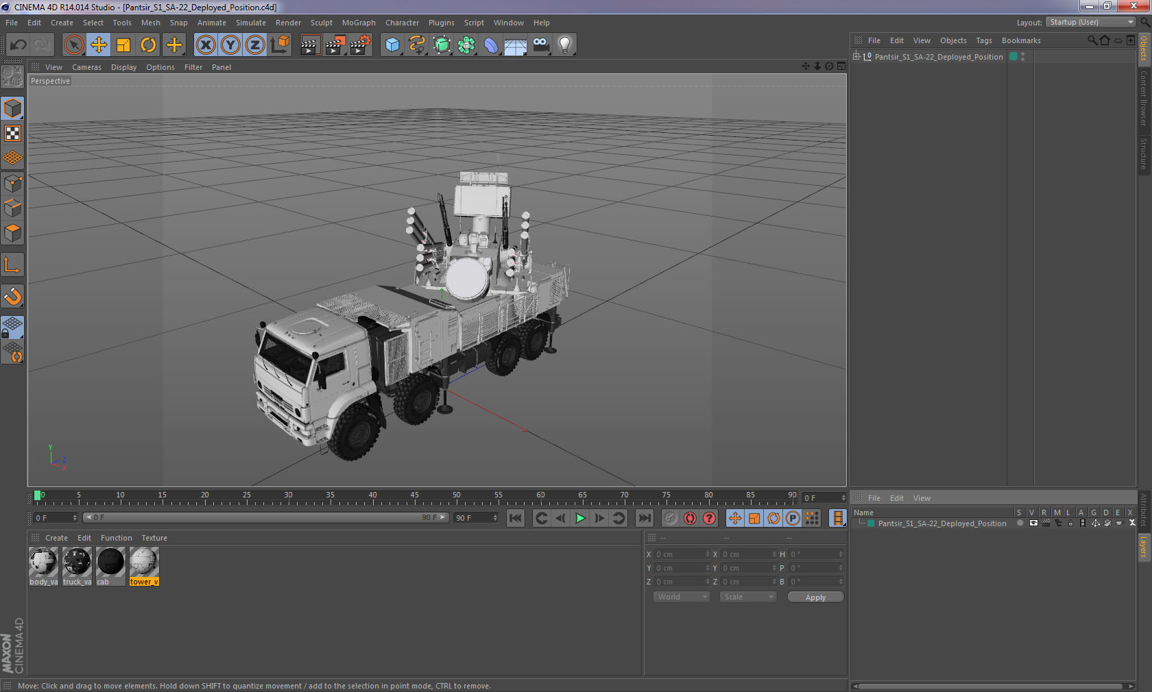 Pantsir S1 SA-22 Deployed Position 3D model
