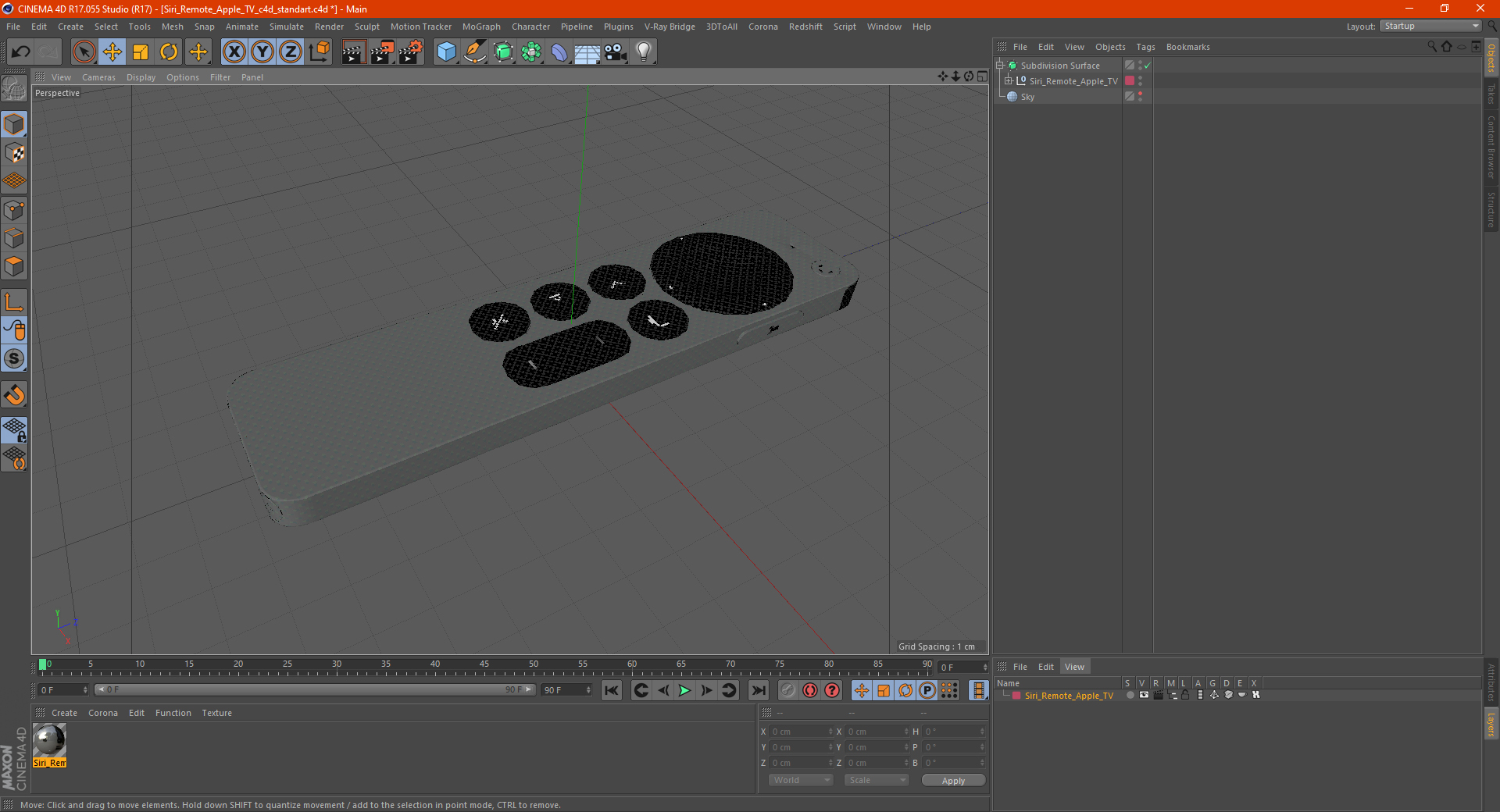 3D model Siri Remote Apple TV