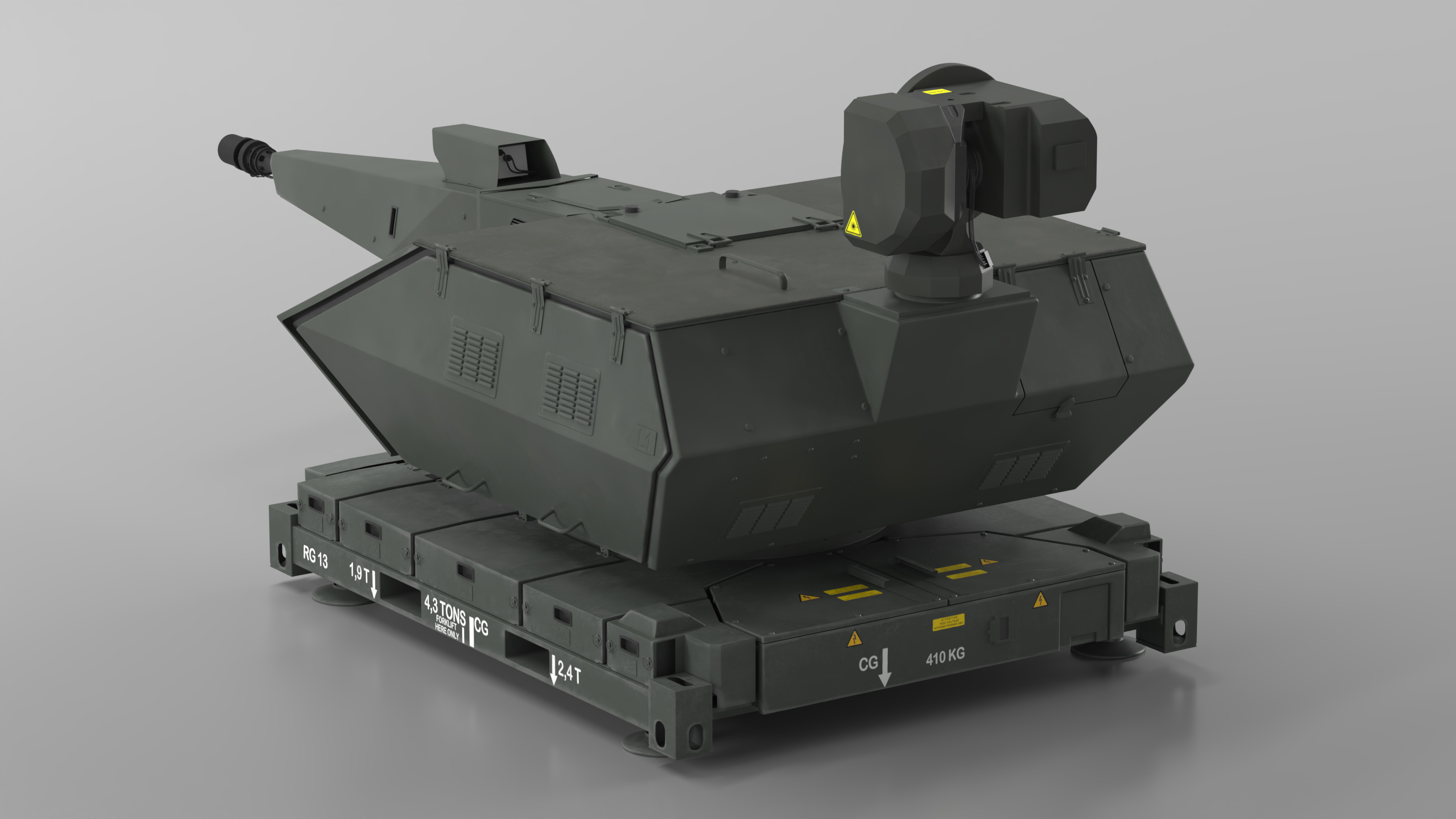 Barrel Skynex Air Defense System Green Rigged for Maya 3D model