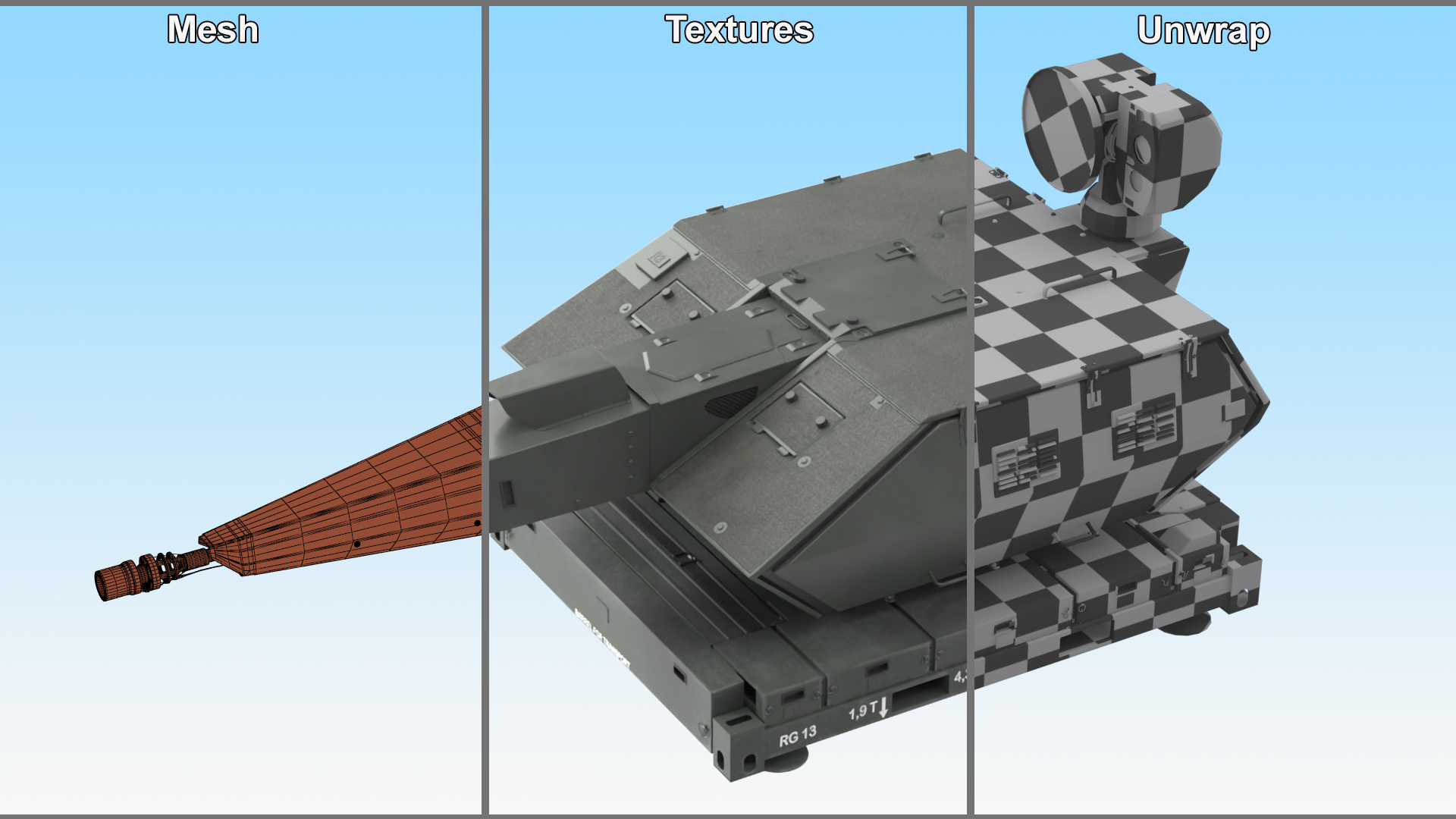 Barrel Skynex Air Defense System Green Rigged for Maya 3D model